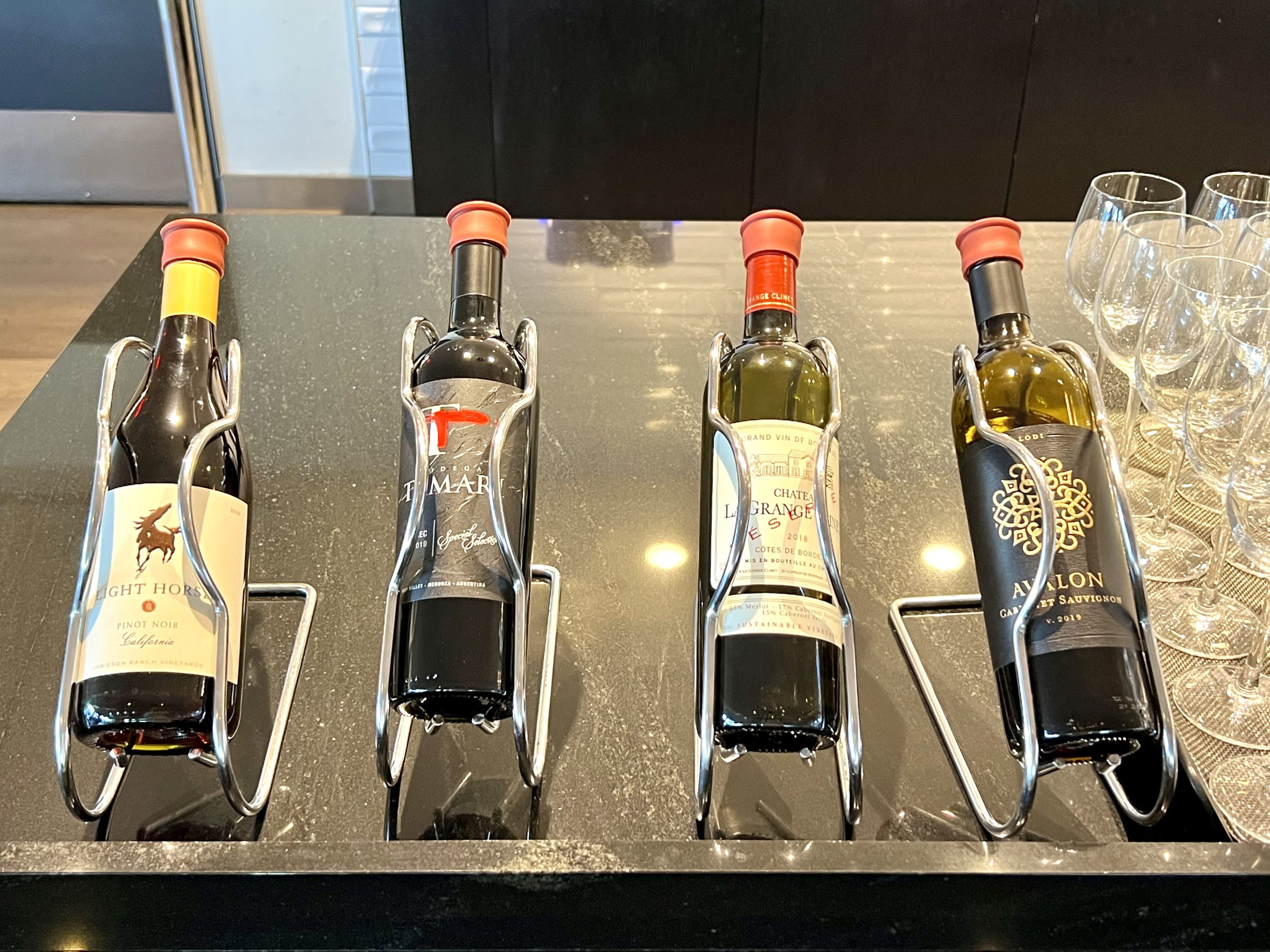 British Airways Boeing 777 300 Club Suite JFK Galleries Lounge wine selection