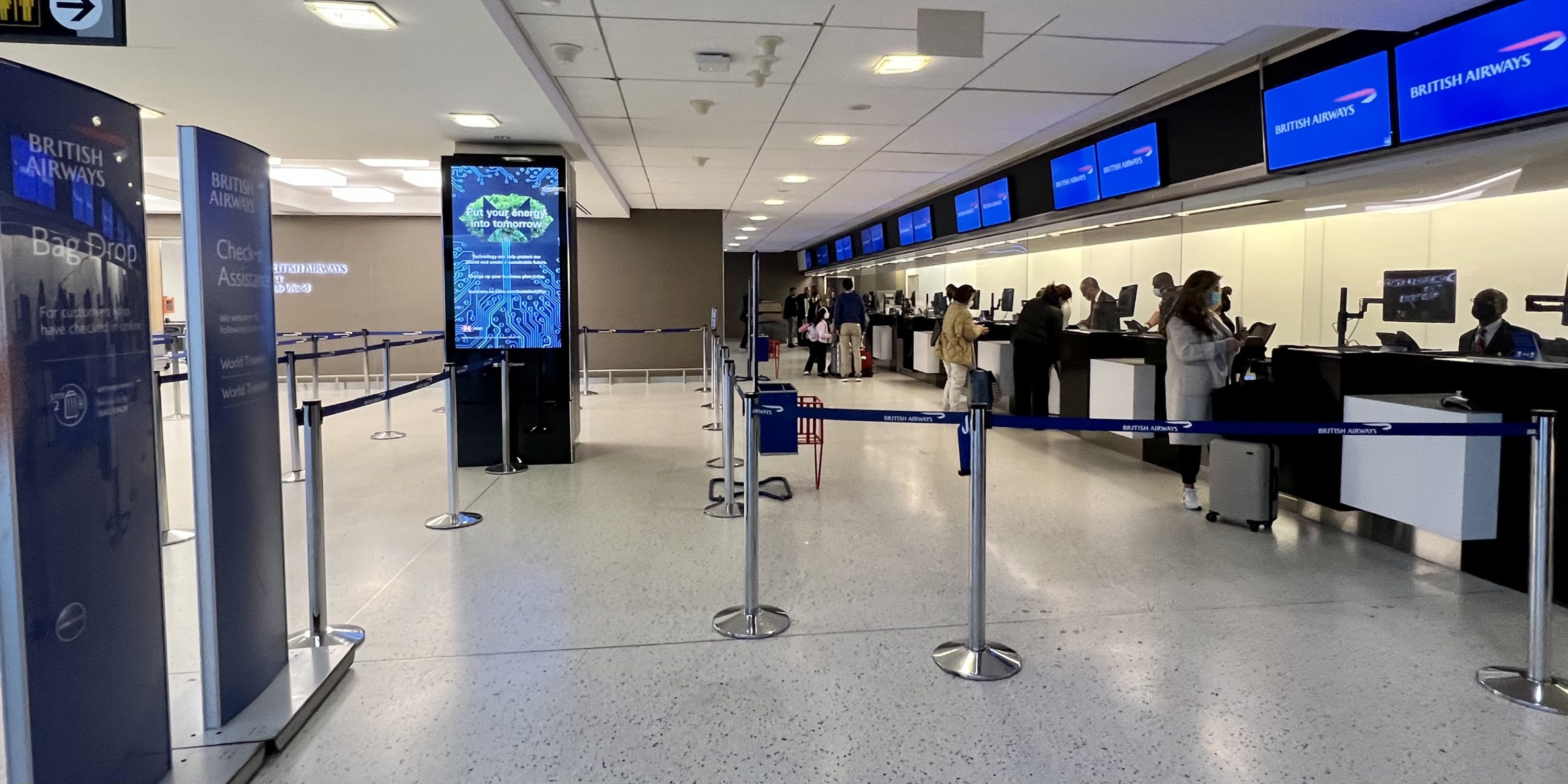 British Airways Boeing 777 300 Club Suite JFK economy bag drop