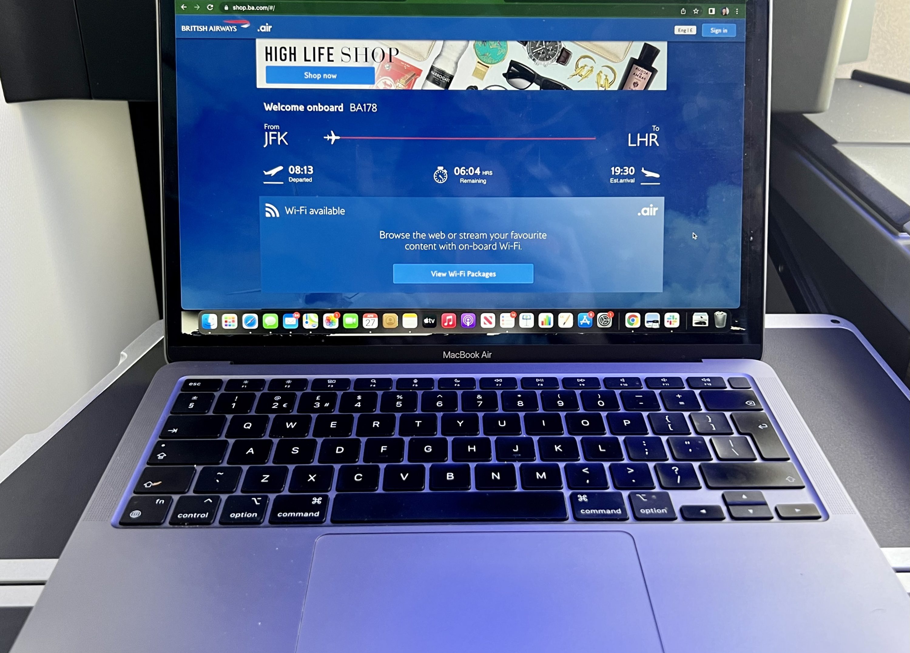 British Airways Boeing 777 300 Club Suite Wi-Fi homepage