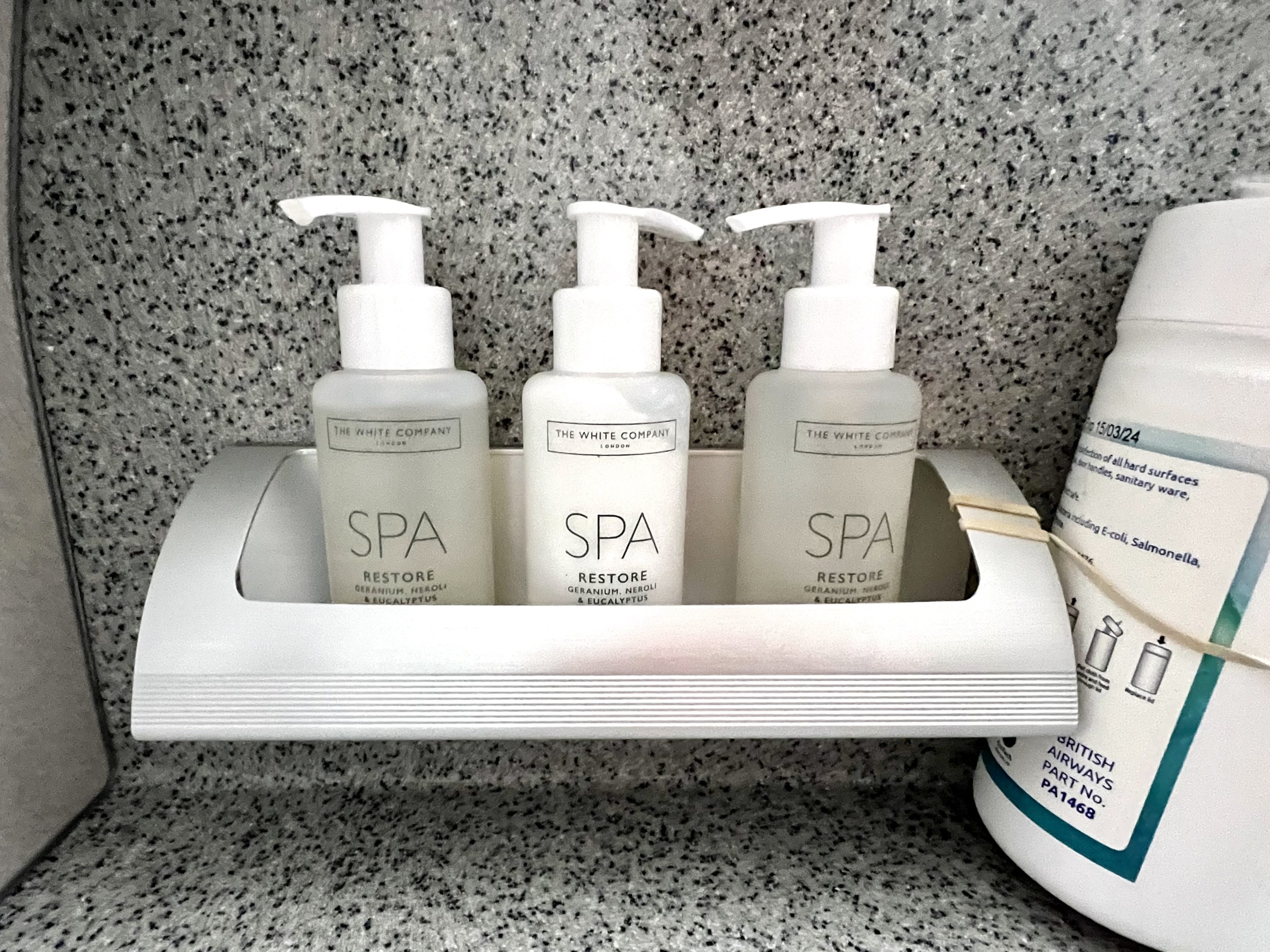 British Airways Boeing 777 300 Club Suite bathroom amenities