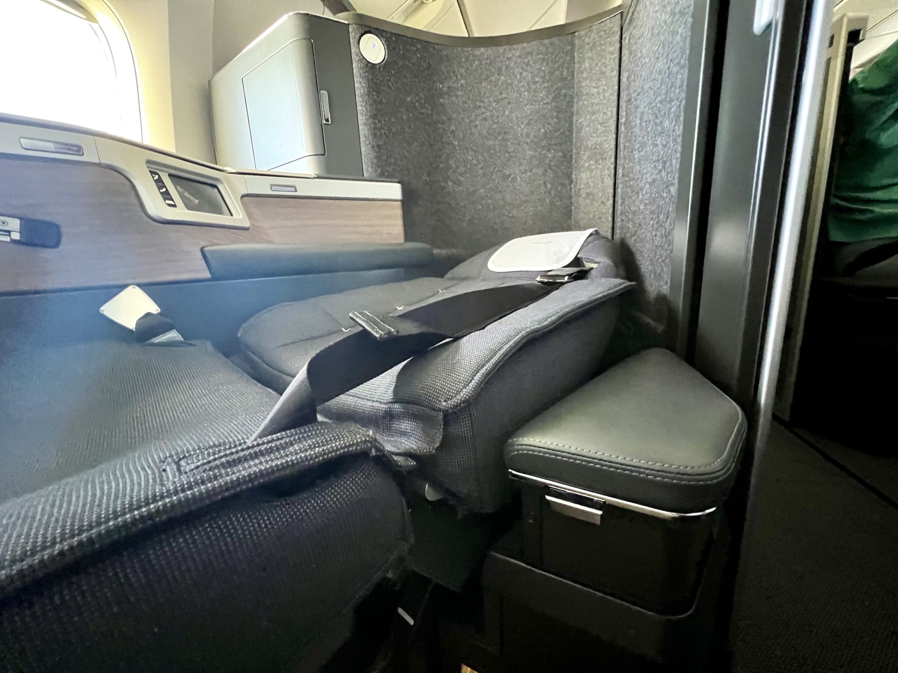 British Airways Boeing 777 300 Club Suite seat flat from below