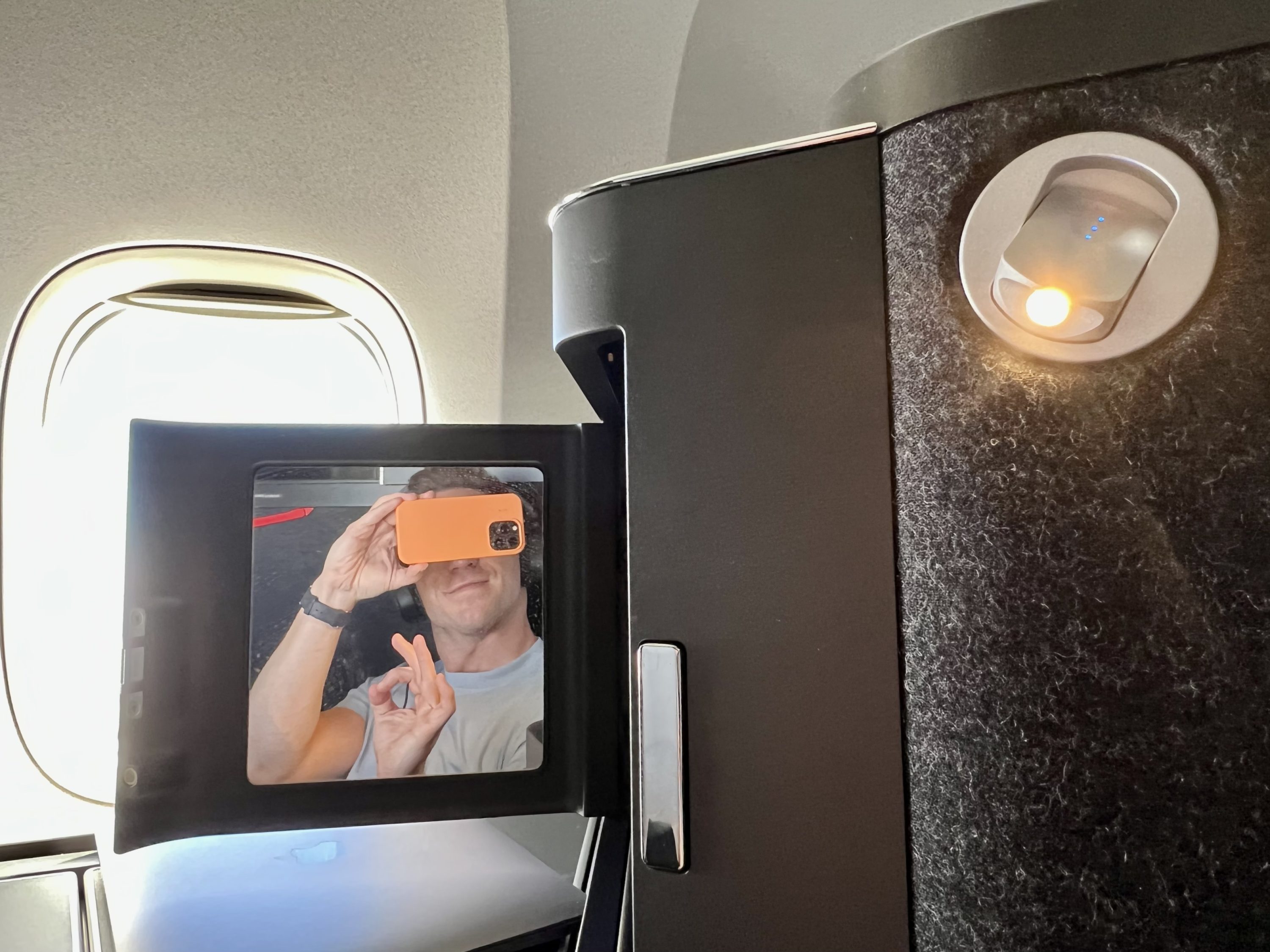 British Airways Boeing 777 300 Club Suite seat mirror