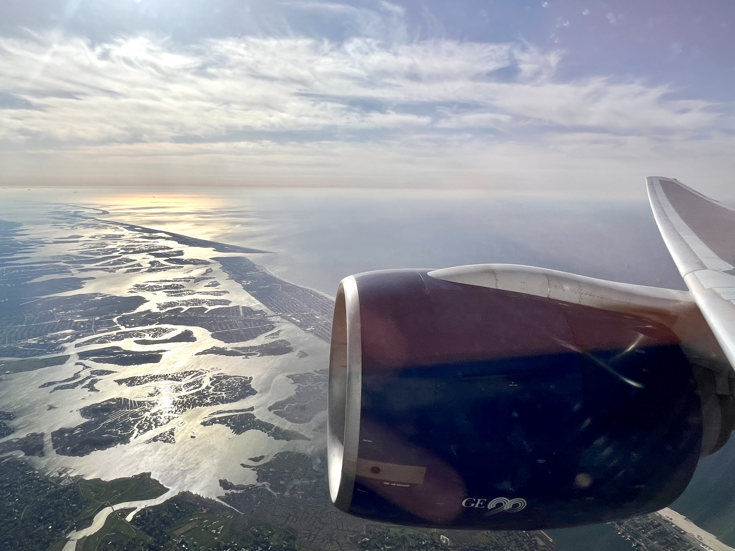 British Airways Boeing 777 300 Club Suite view of Long Island