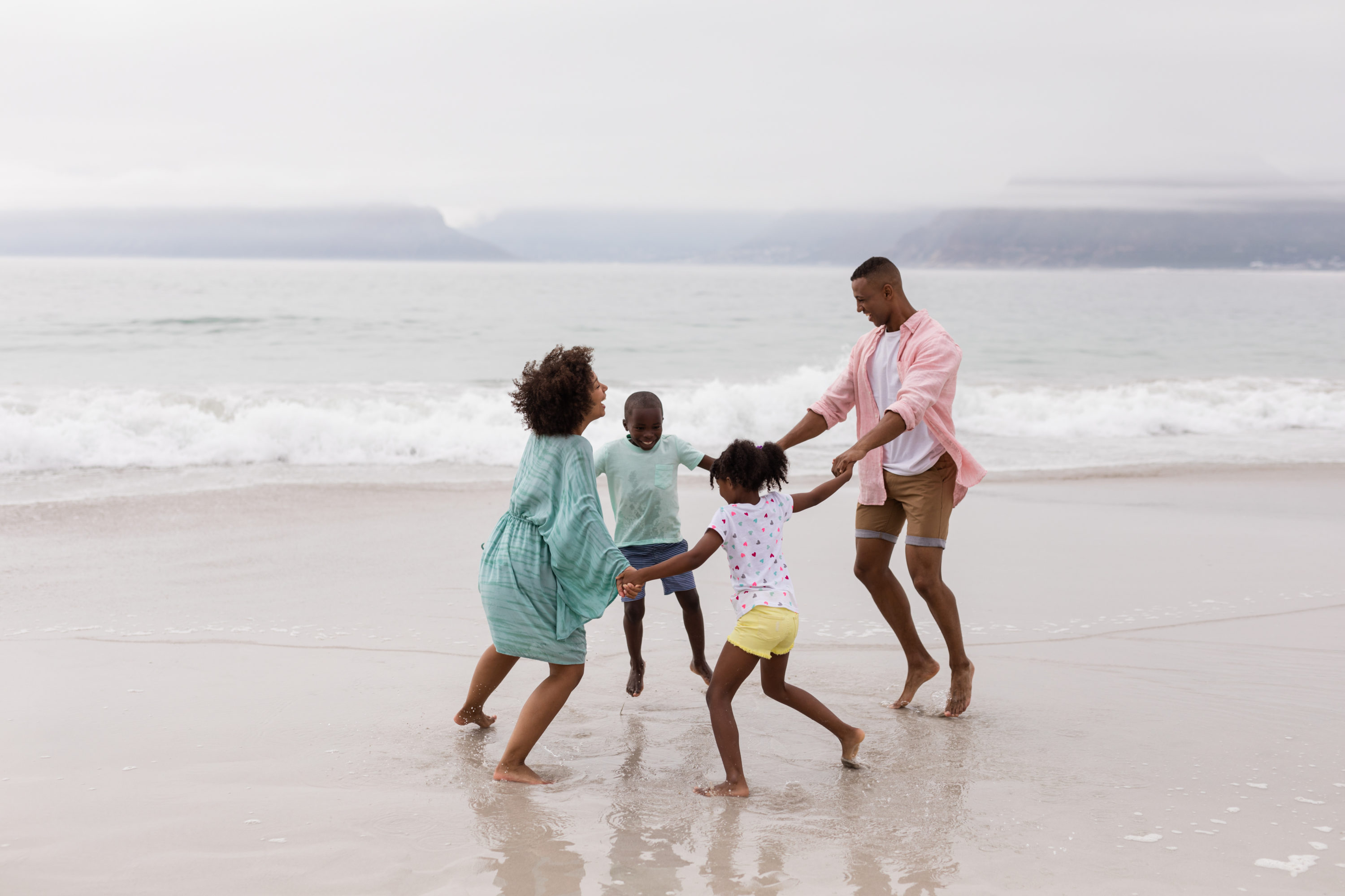 Family on beach