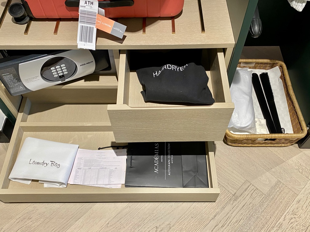 Academias Hotel bedroom wardrobe drawers