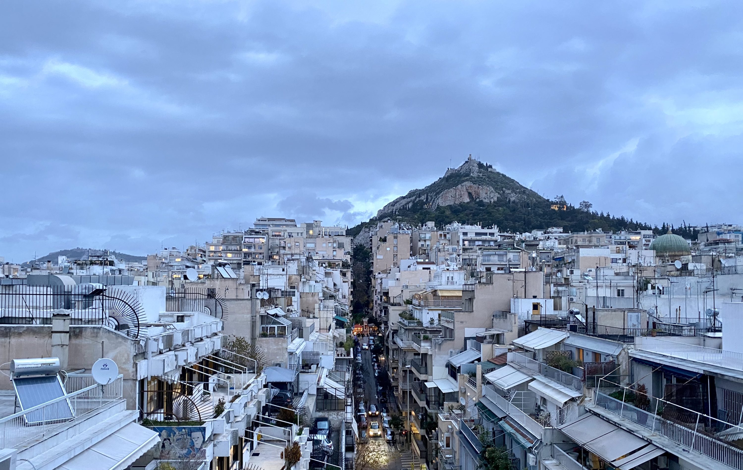 Academias Hotel Nyx Japanese Fusion Gastrobar view of Mount Lycabettus