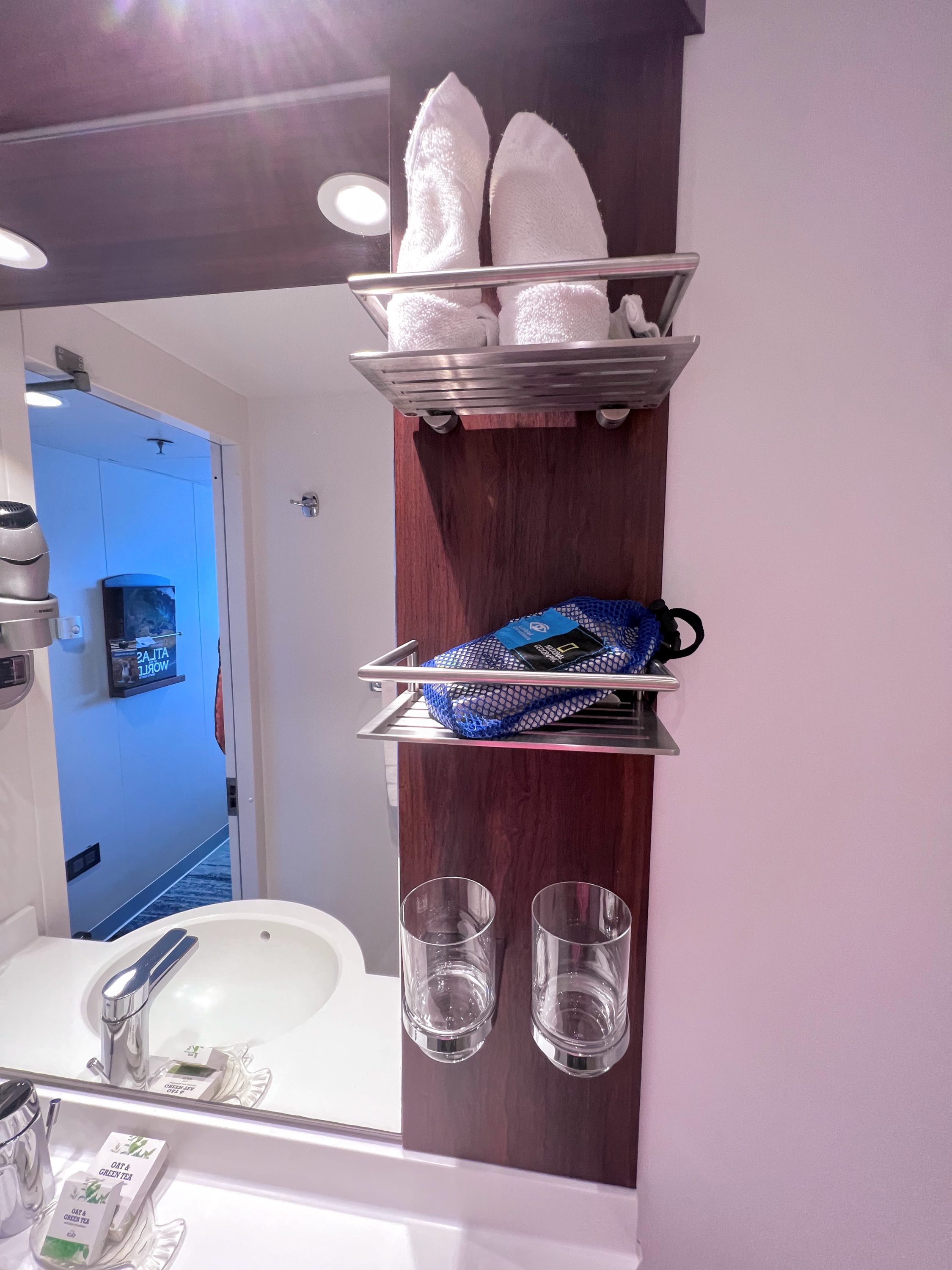 Cabin 201 bathroom shelves