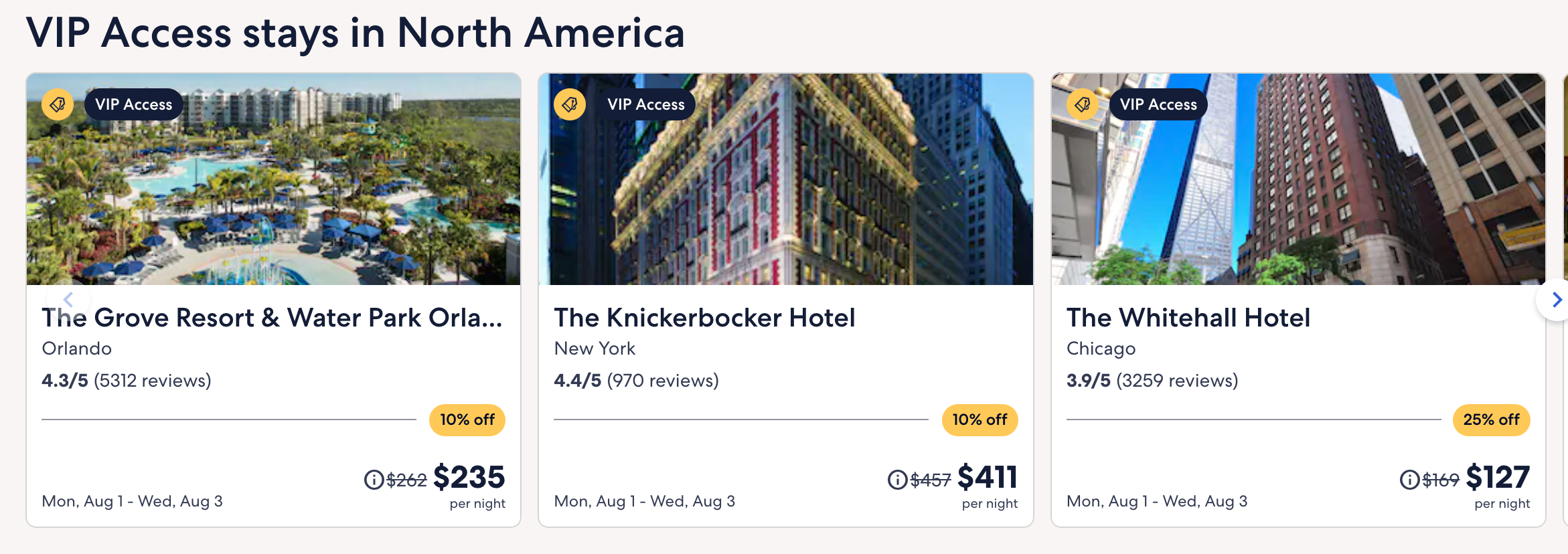 Expedia VIP Access hotels
