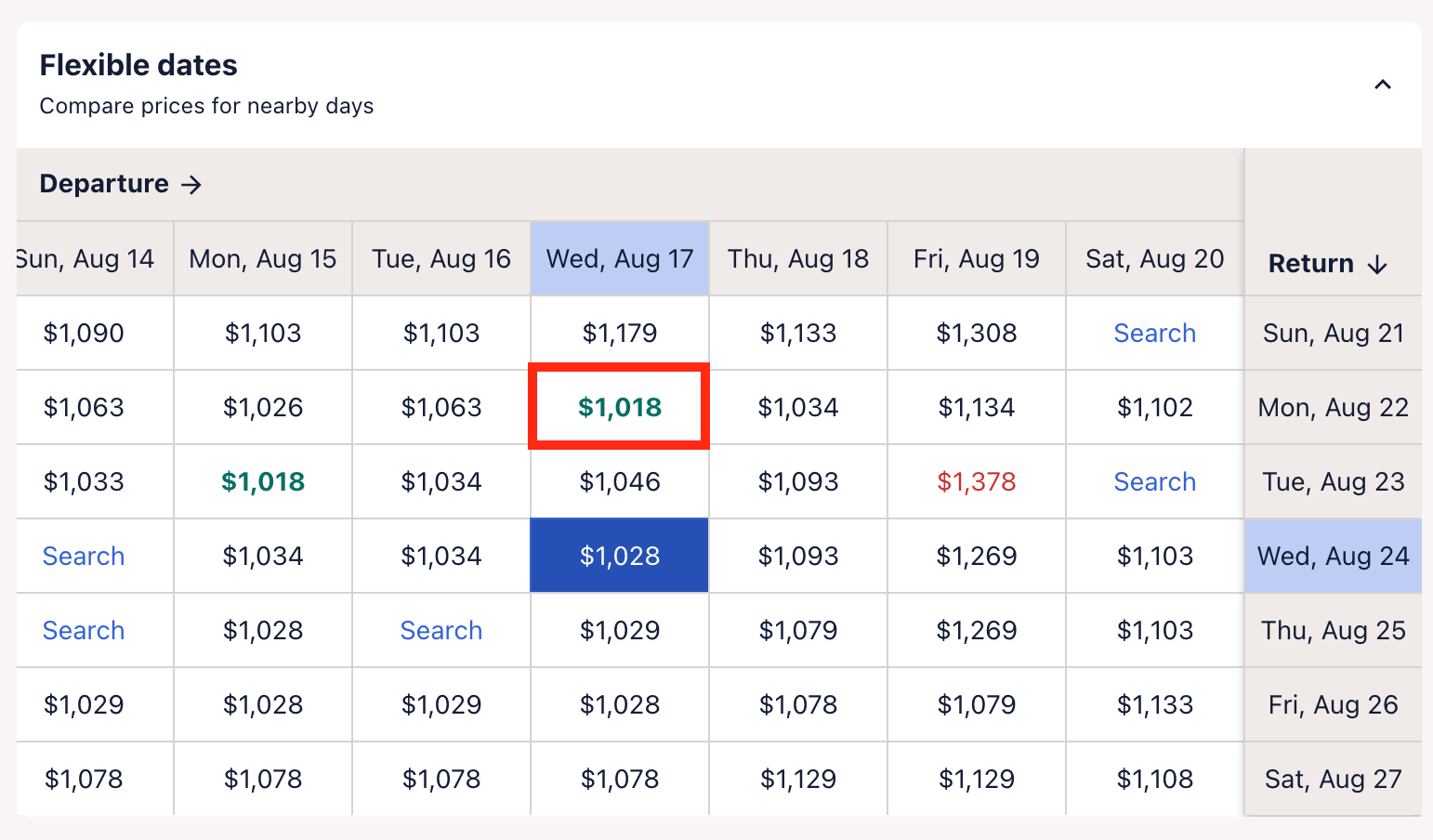 Expedia flight search flexible dates