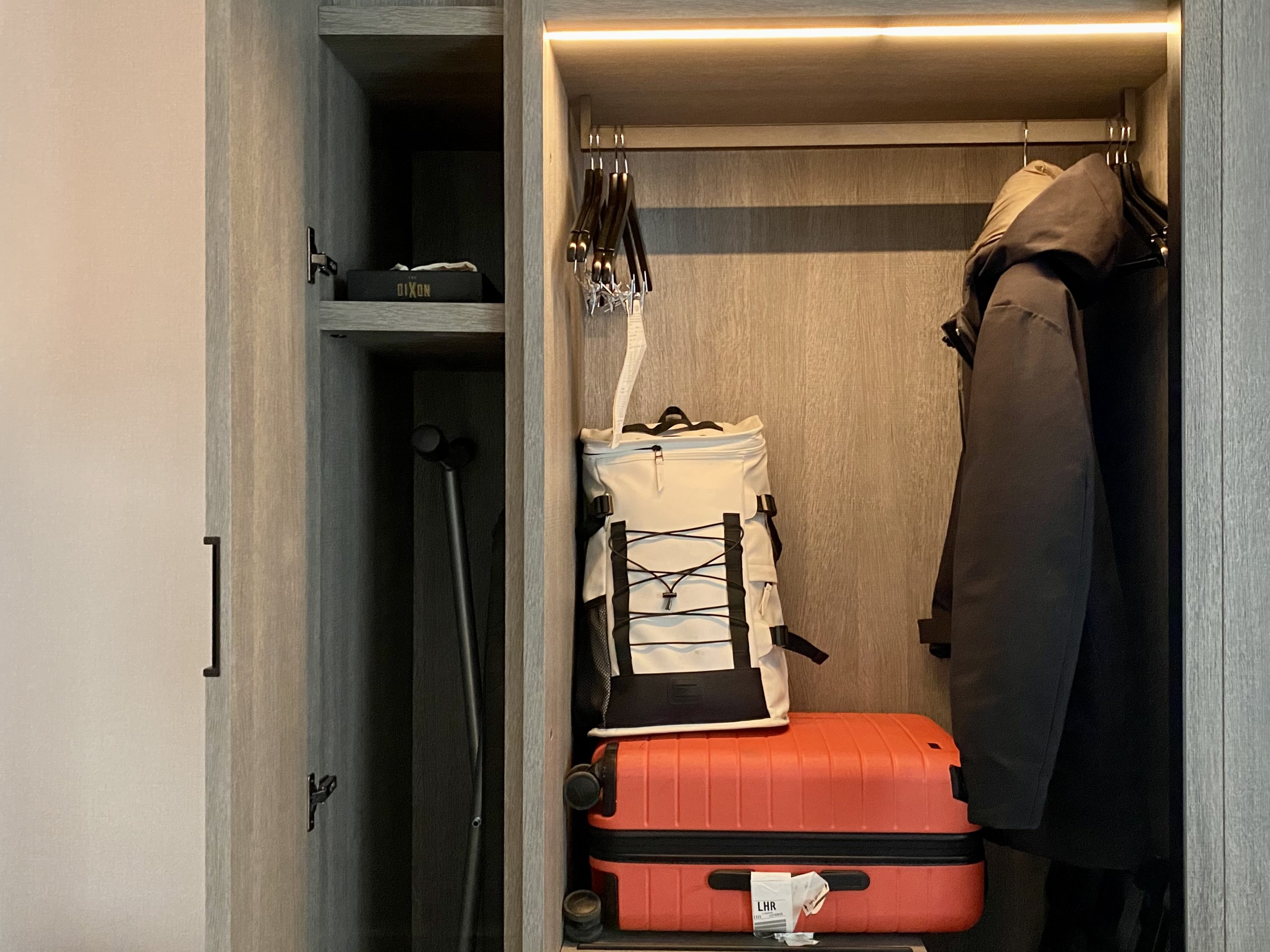 The Dixon London Autograph Collection bedroom inside wardrobe