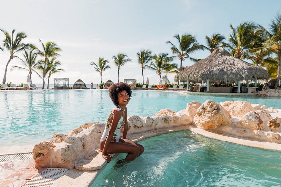 Sanctuary Cap Cana woman in pool