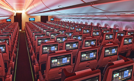 A snapshot of an Etihad economy cabin