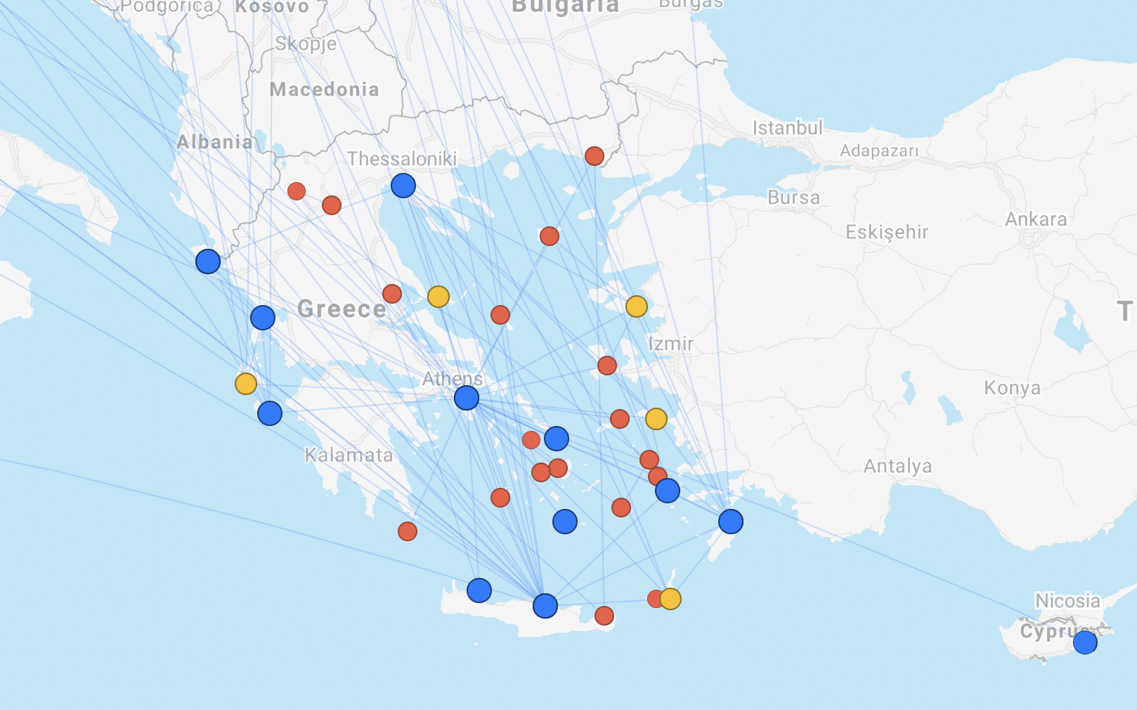 Sky Express Greece route network