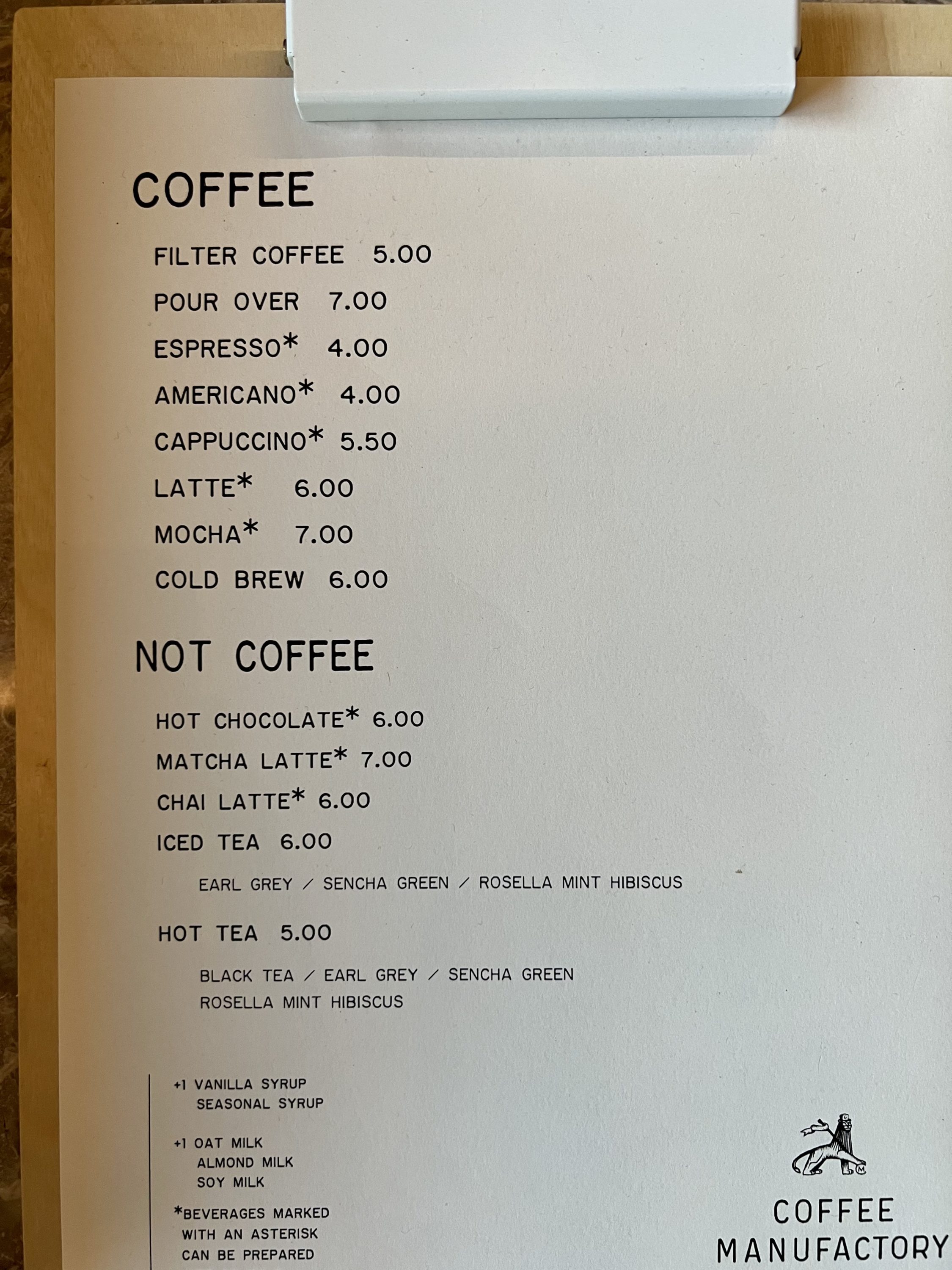 TETRA Hotel Autograph Collection Coffee Manufactory menu