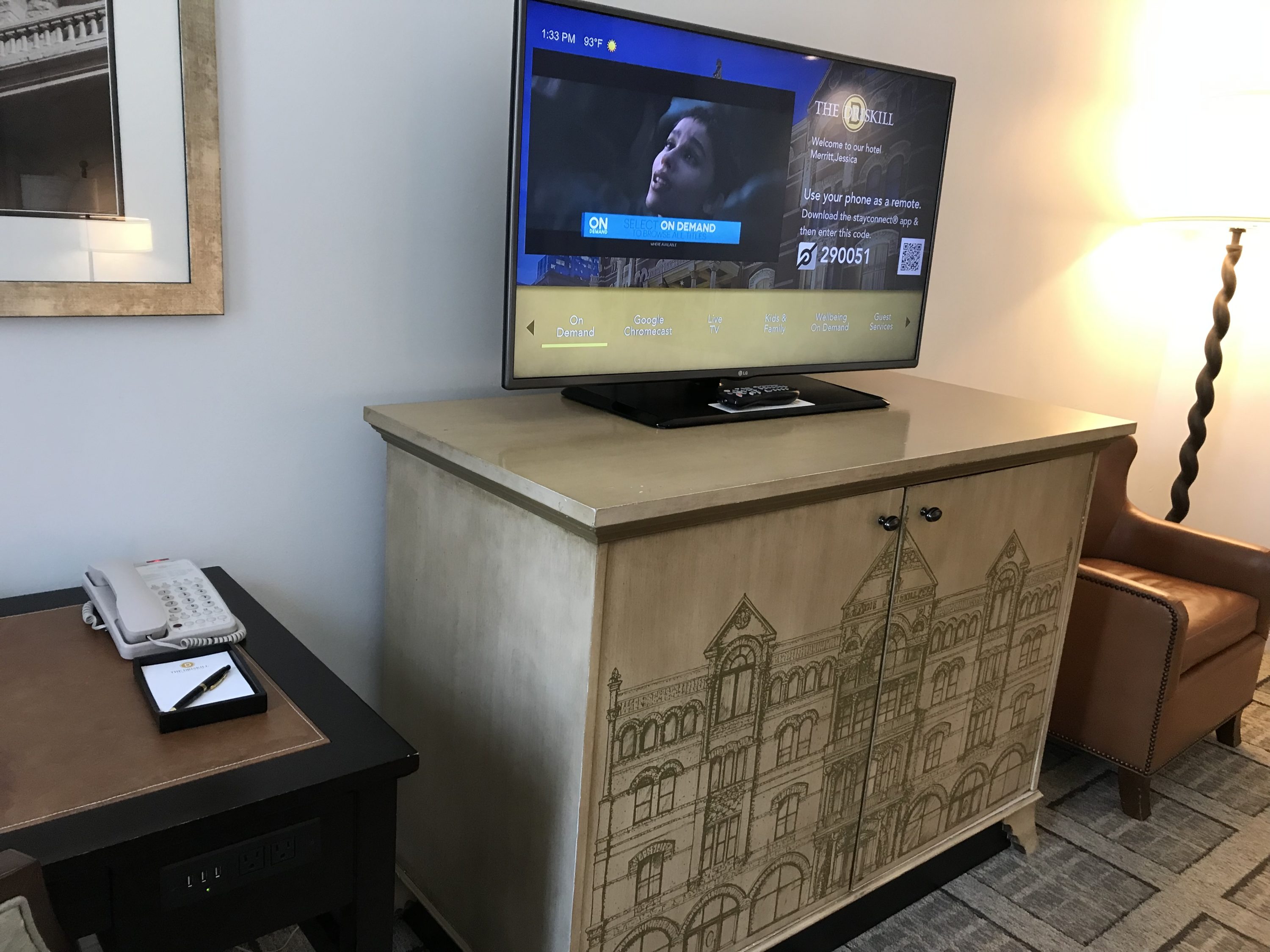TV atop the dresser in The Driskill room 609