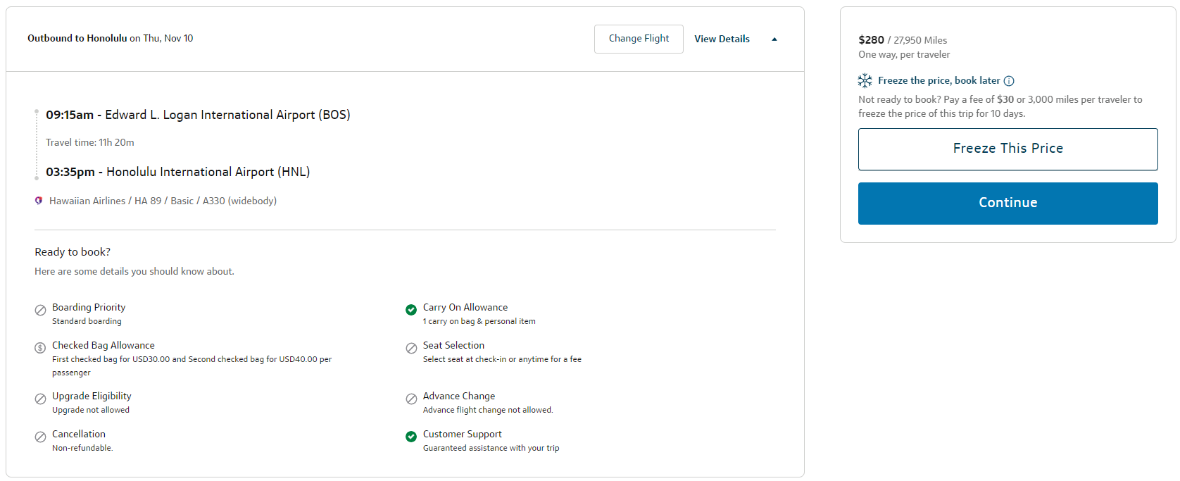 Capital One Travel BOS HNL