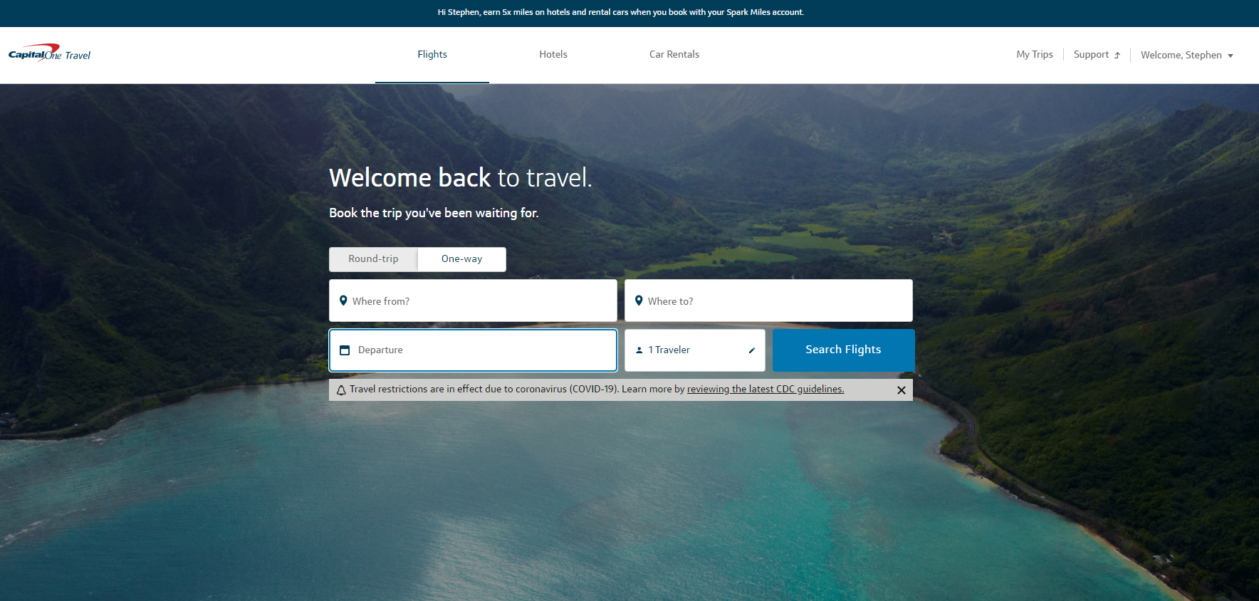 Capital One Travel homepage Capital One Travel homepage