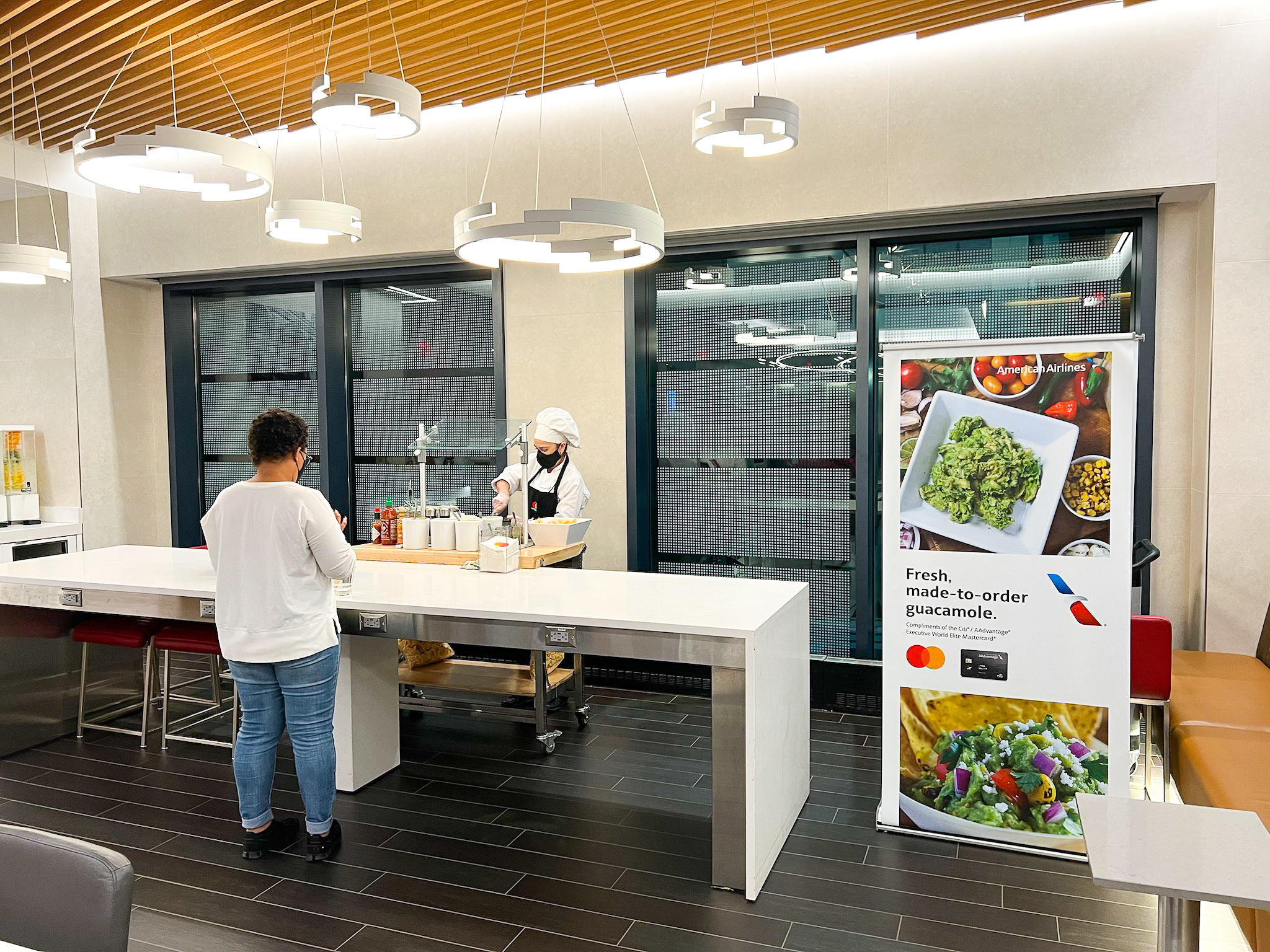 Guacamole station at the Admirals Club at Boston Logan International Airport