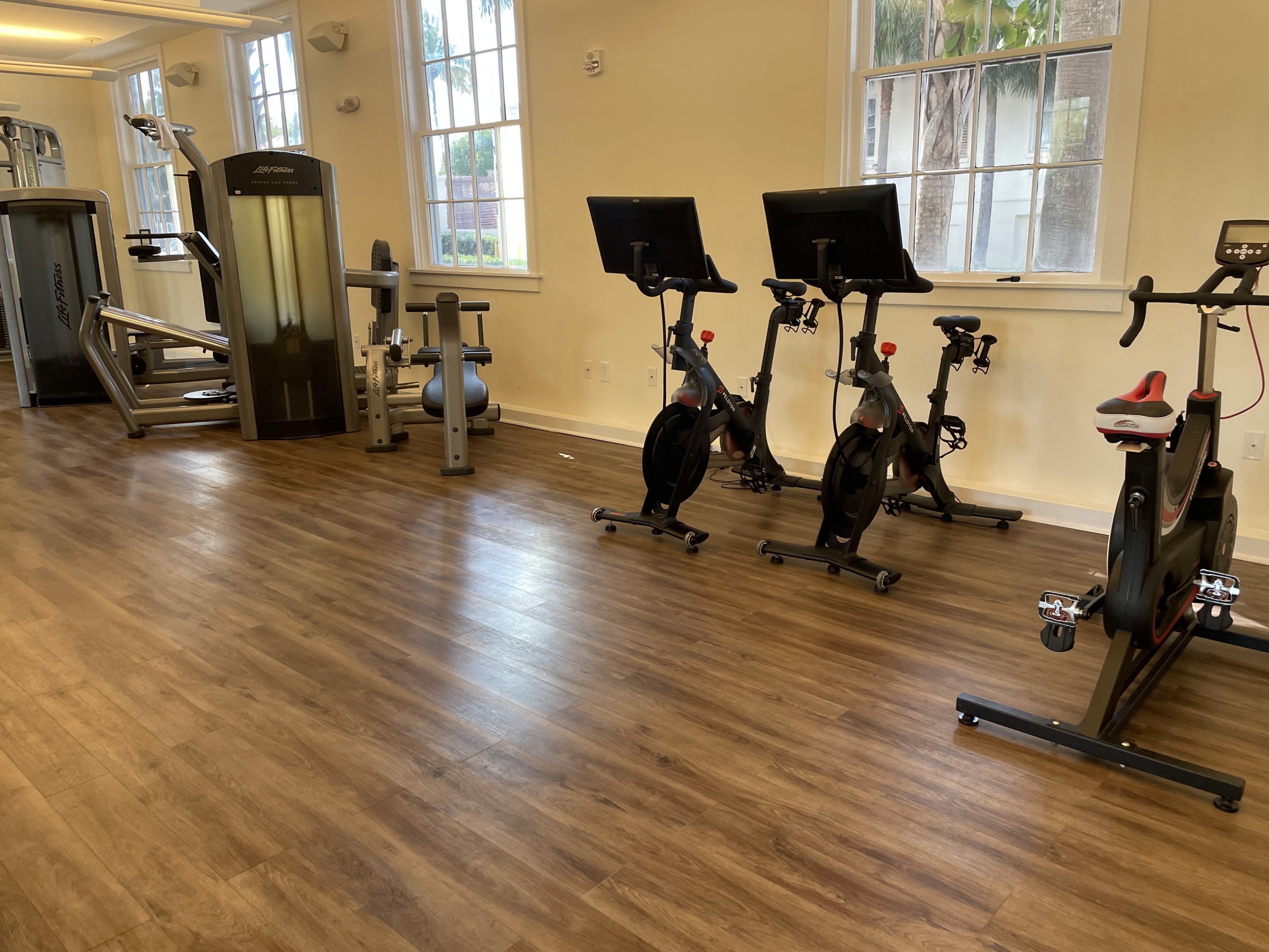 Peloton bikes at Casa Marina fitness center