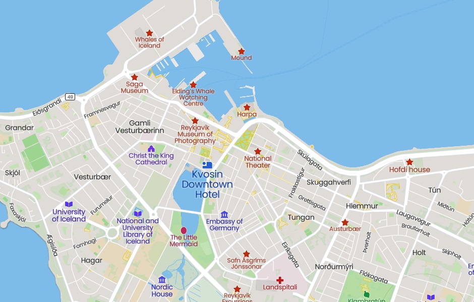 Kvosin Hotel Reykjavik Location
