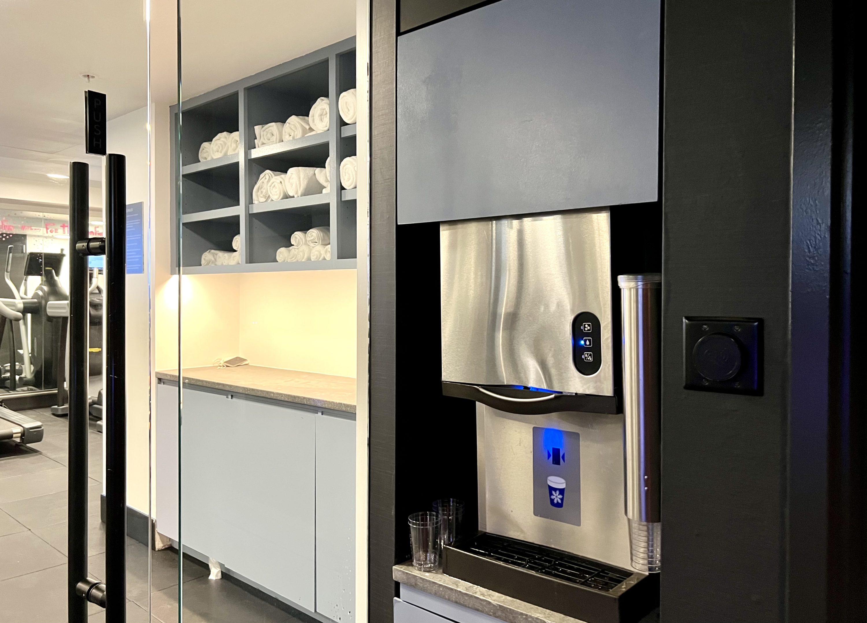 Moxy East Village gym ice machine and towels