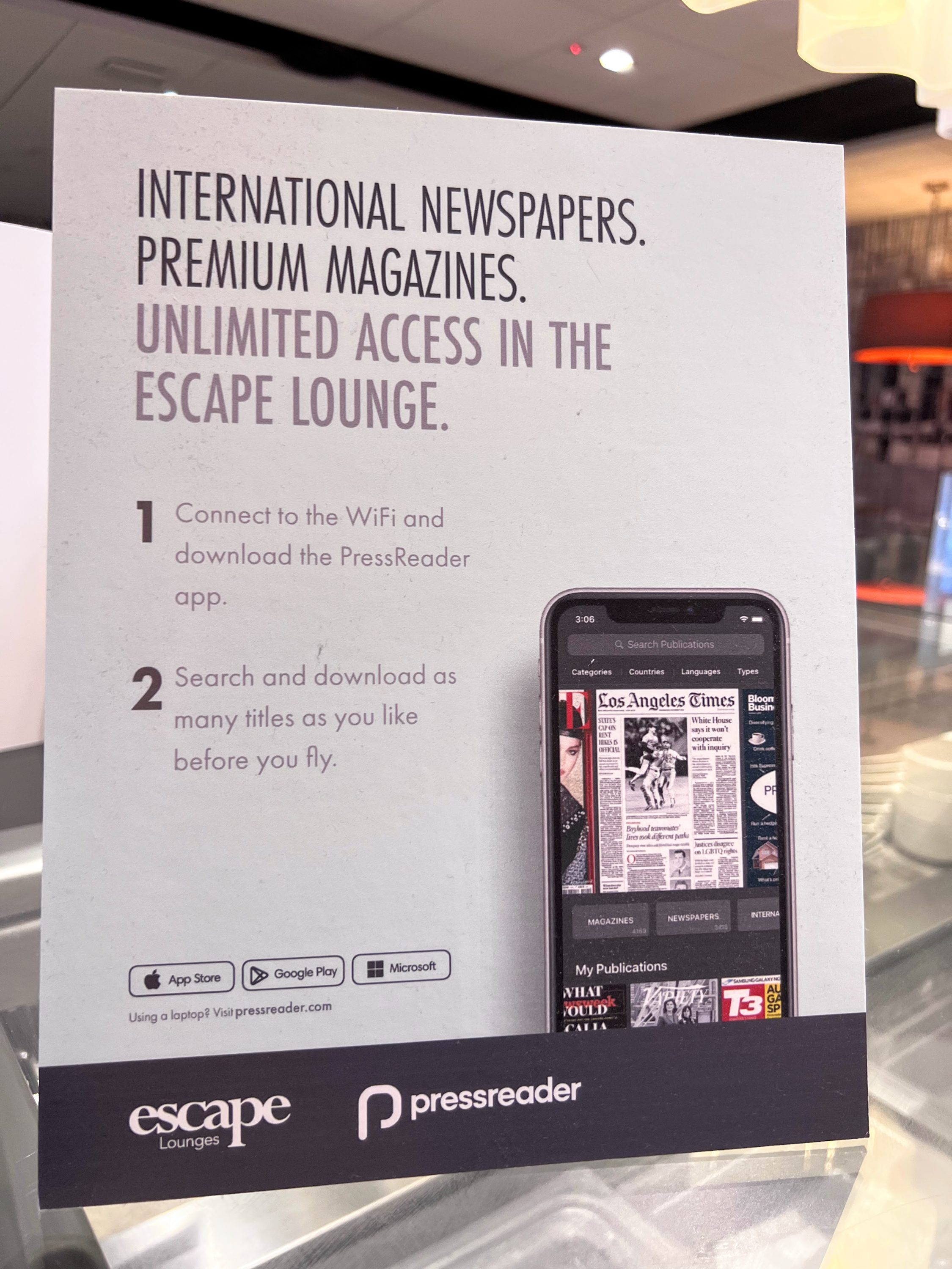 Pressreader app in the Oakland Escape Lounge