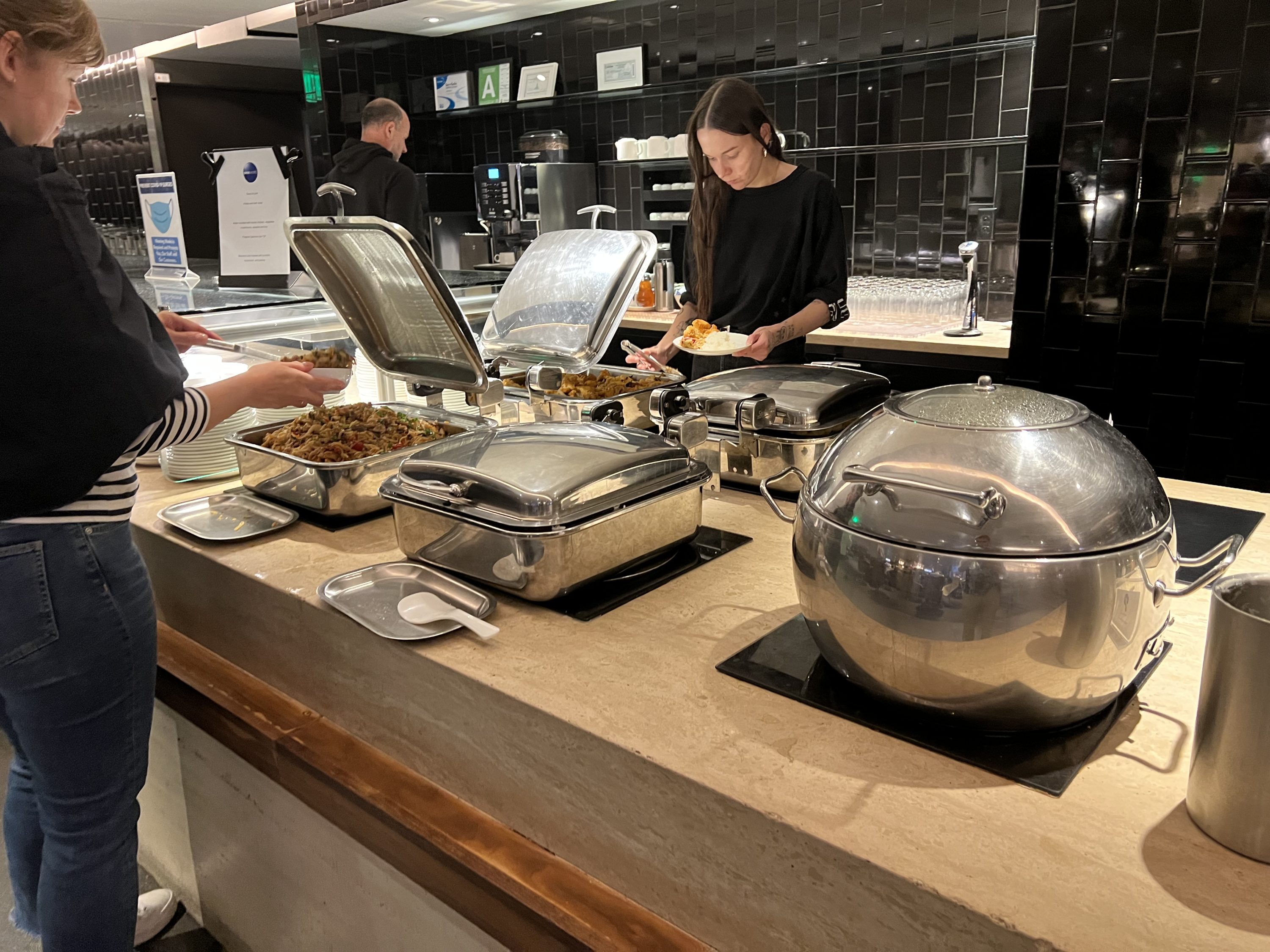 Qantas LAX Business Lounge Hot Food