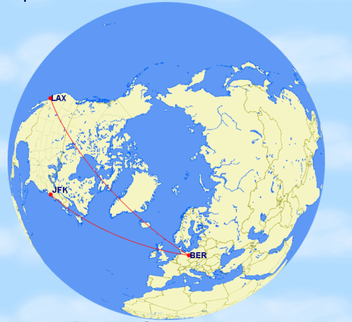GC Map: JFK-BER; LAX-BER
