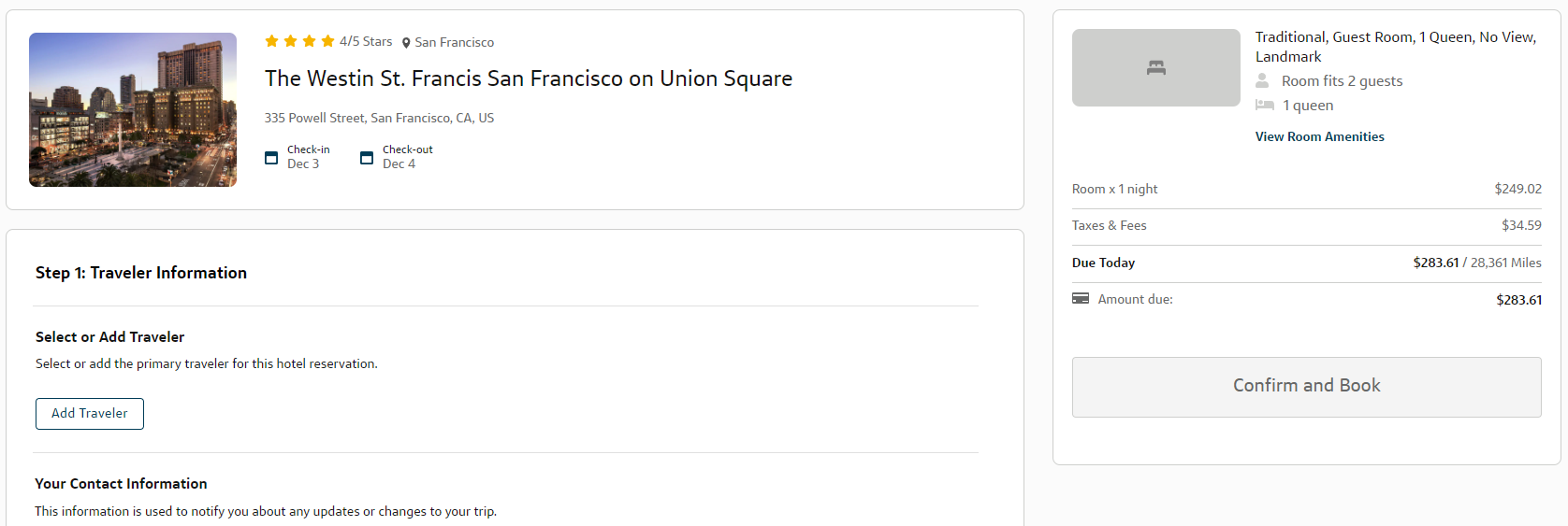 Capital One Travel Westin St Francis San Francisco on Union Square