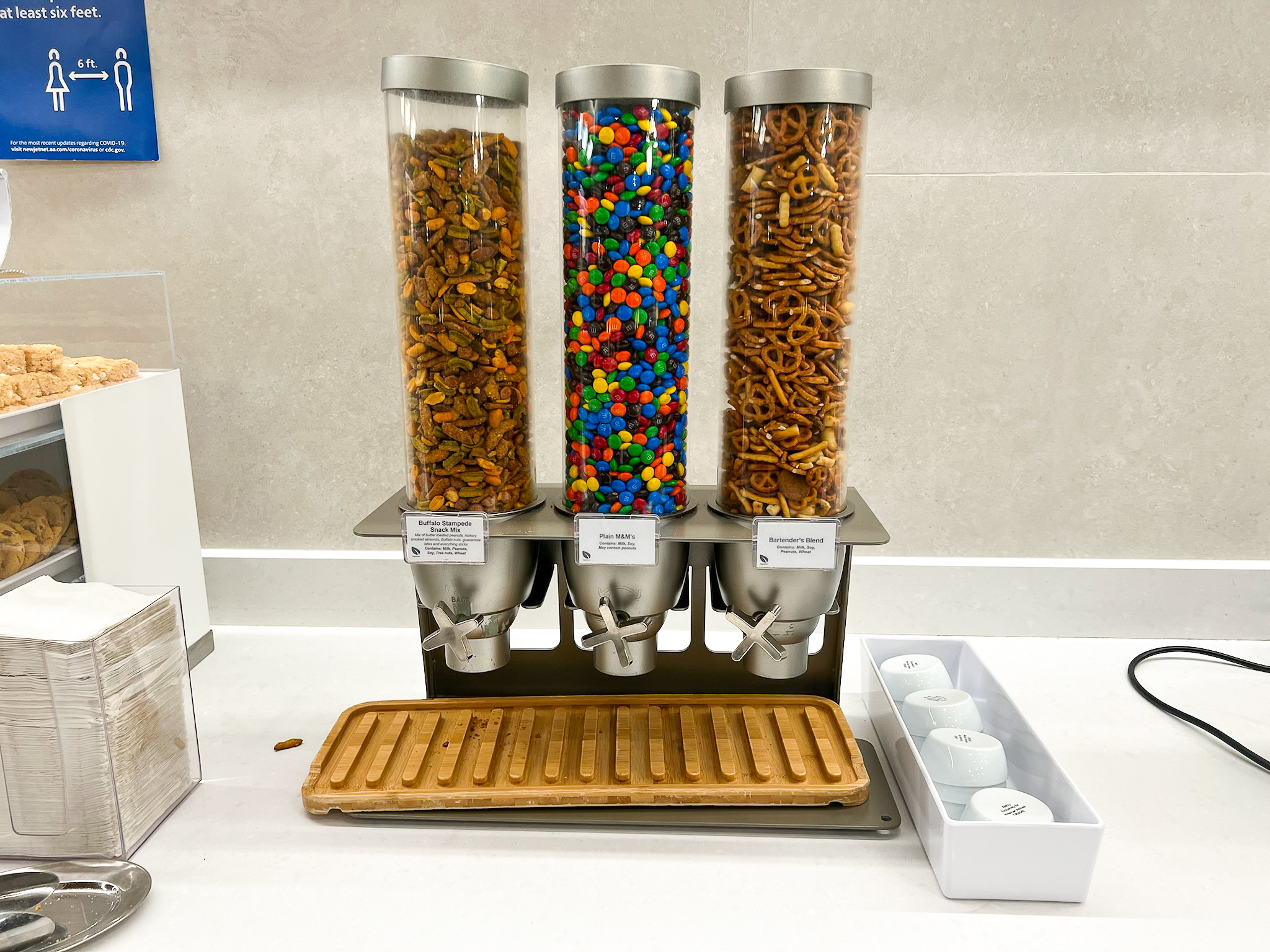 Bar snack and nuts at the Admirals Club at Boston Logan International Airport