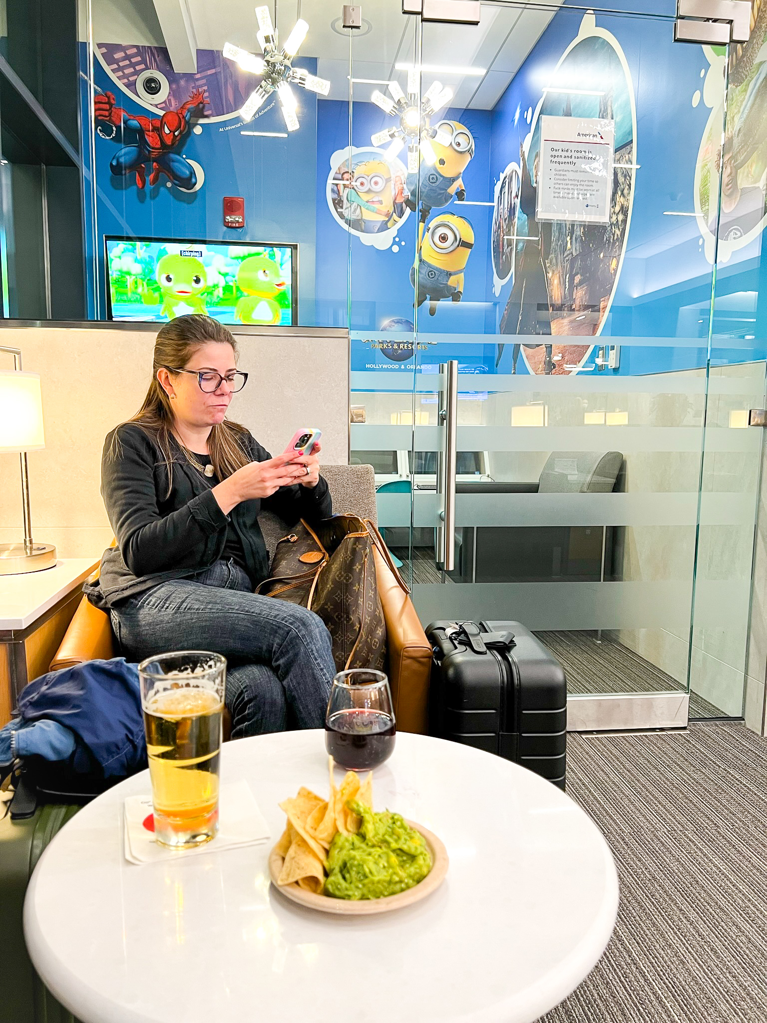 Snacks and kids room at the Admirals Club at Boston Logan International Airport