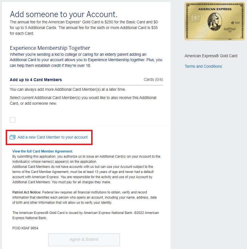 Amex Gold card add authorized user 4 Amex Gold card add authorized user