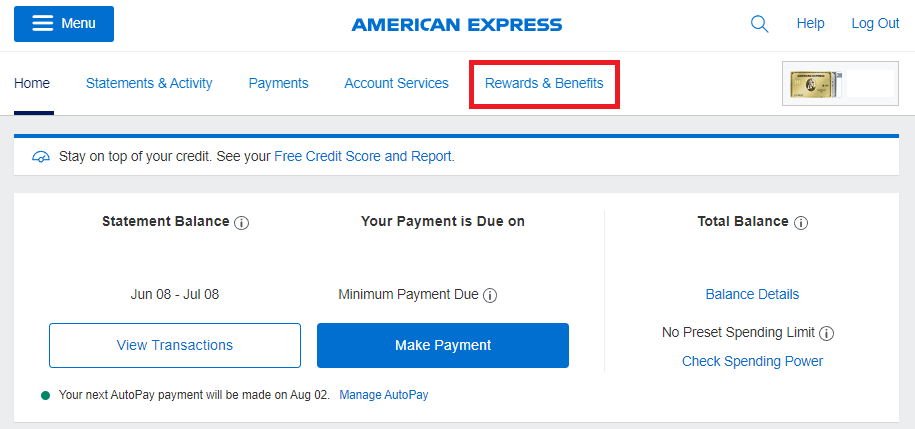 Amex Gold card dining credit