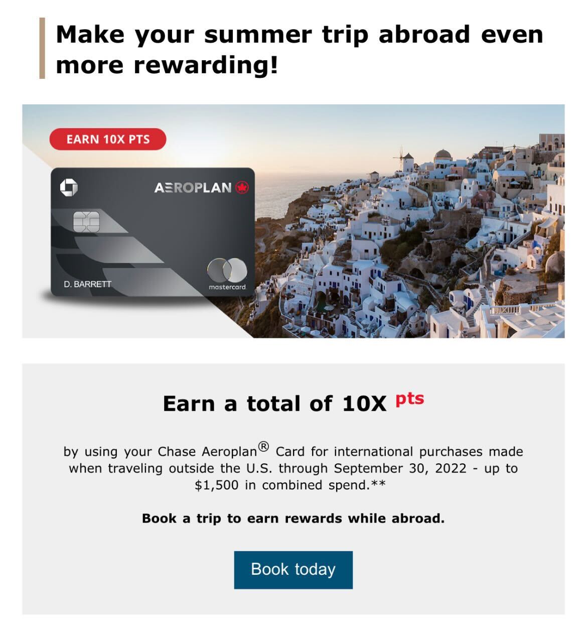 Chase Aeroplan 10x Promo