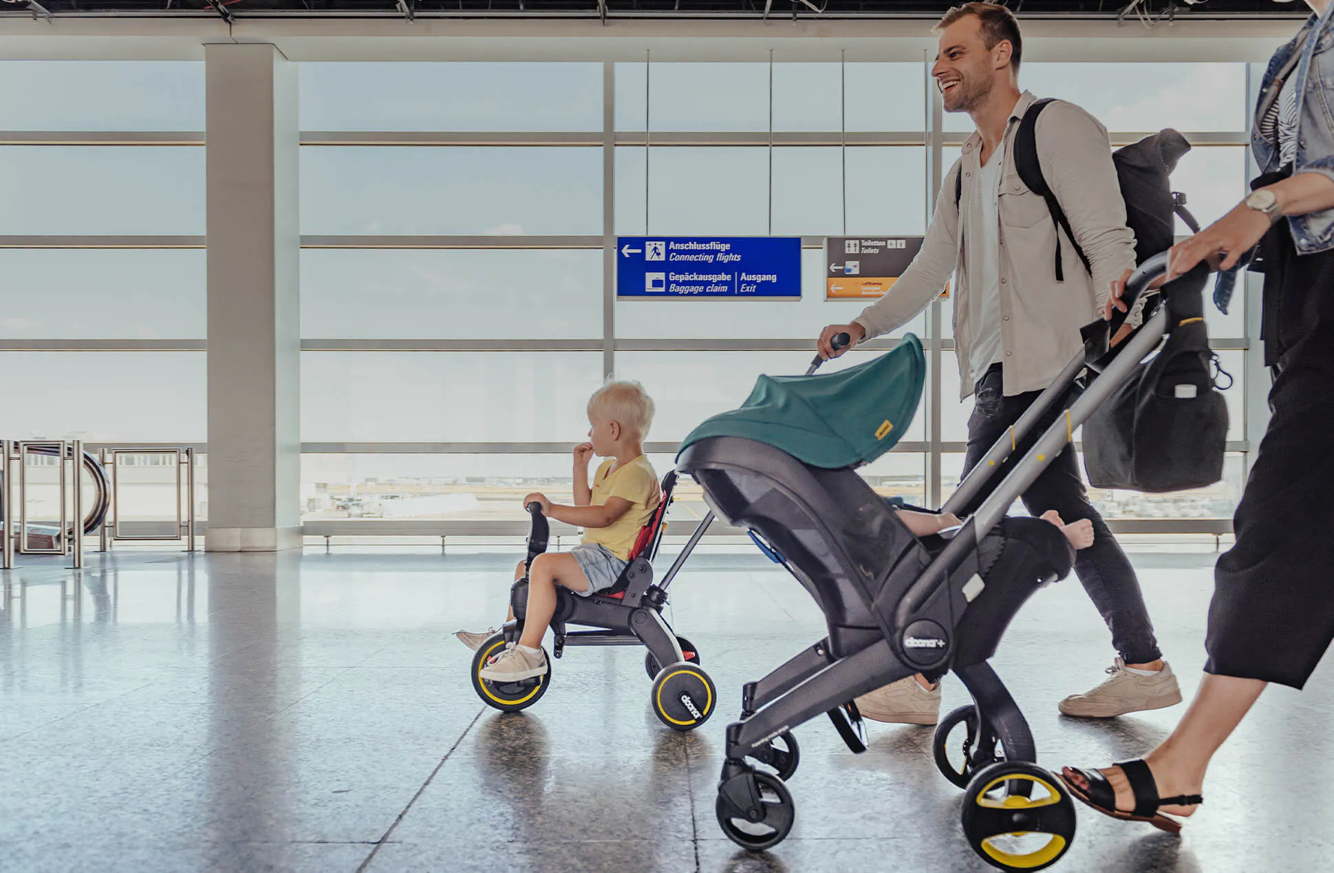 Doona car seat stroller at the airport