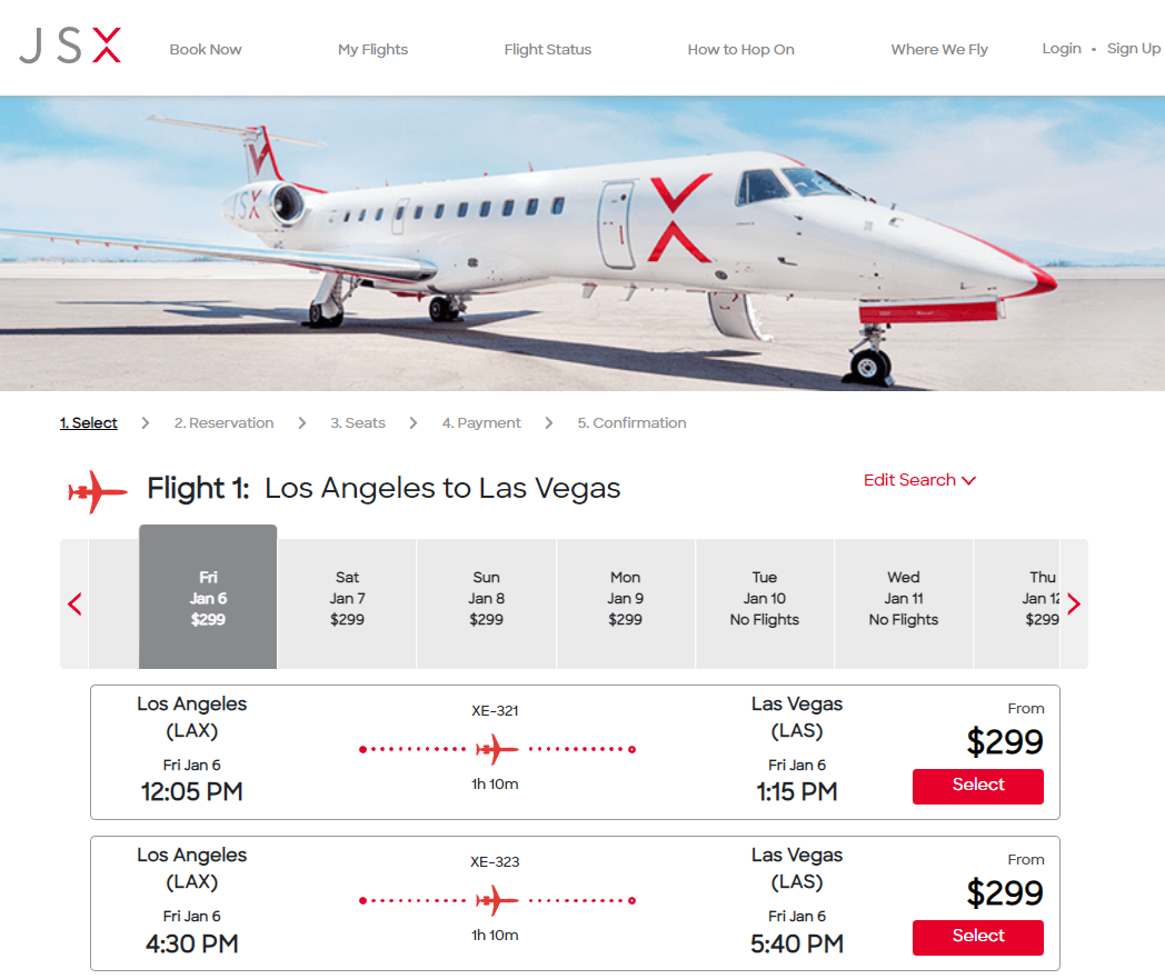 JSX flight results