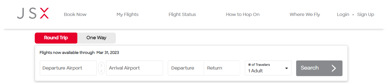 JSX homepage search box