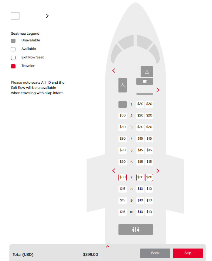 JSX seat selection