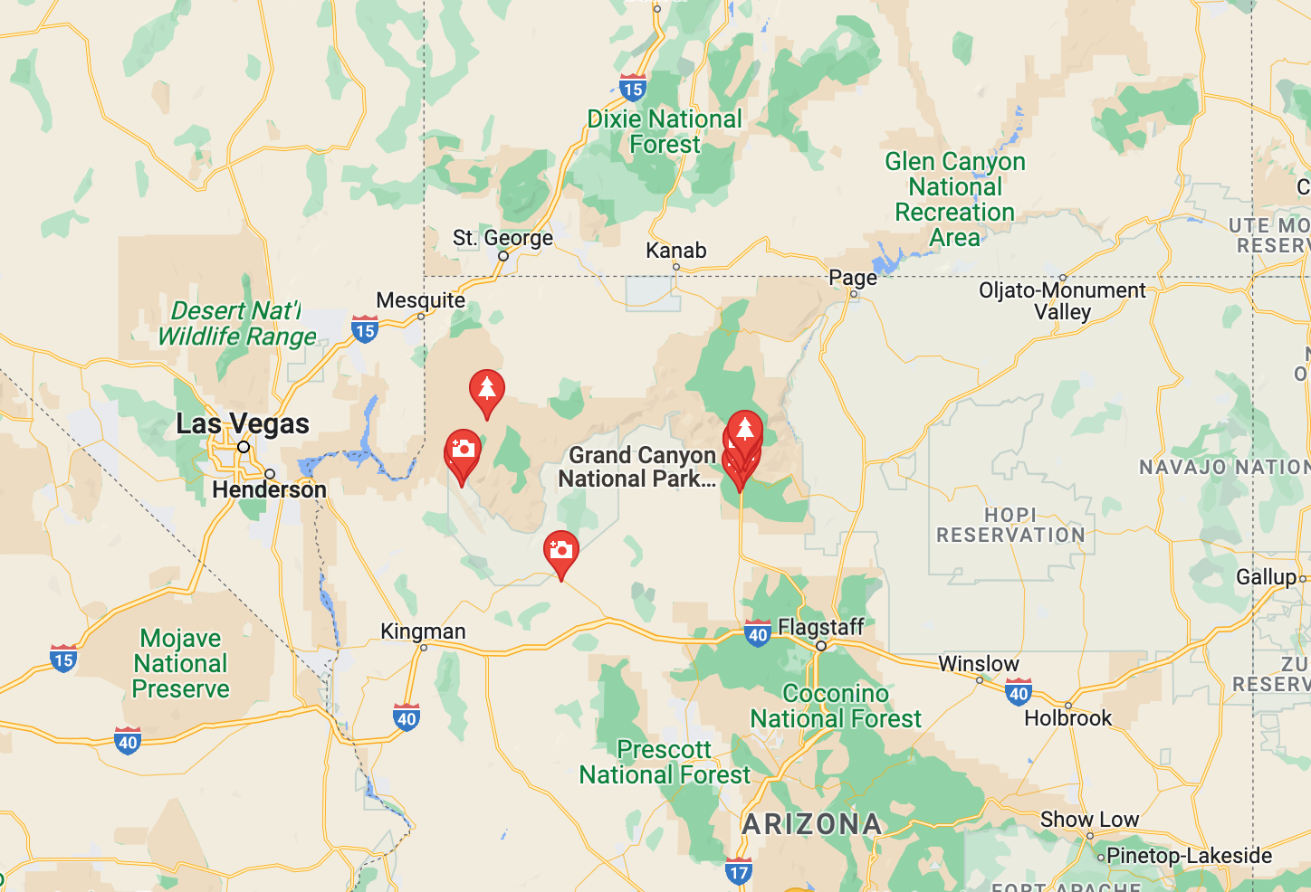 Map of Grand Canyon