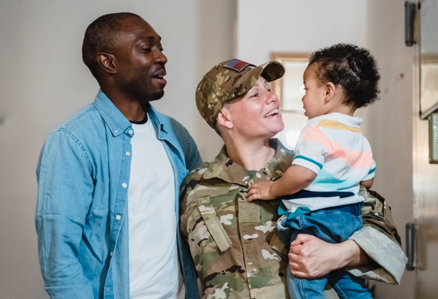 Military Family on Disney Cruise Military woman with man and child