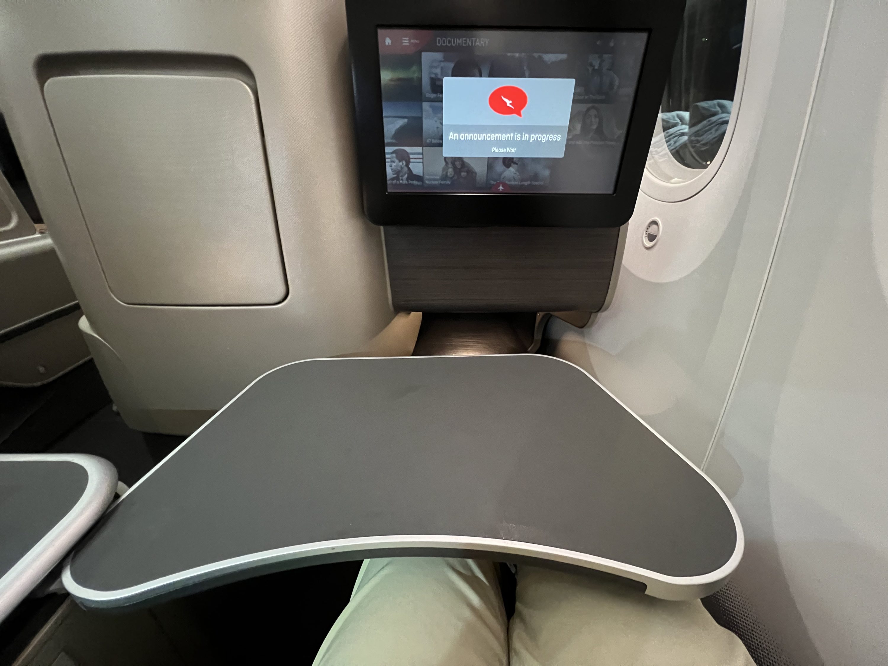 Qantas 787 Business Class Tray Table