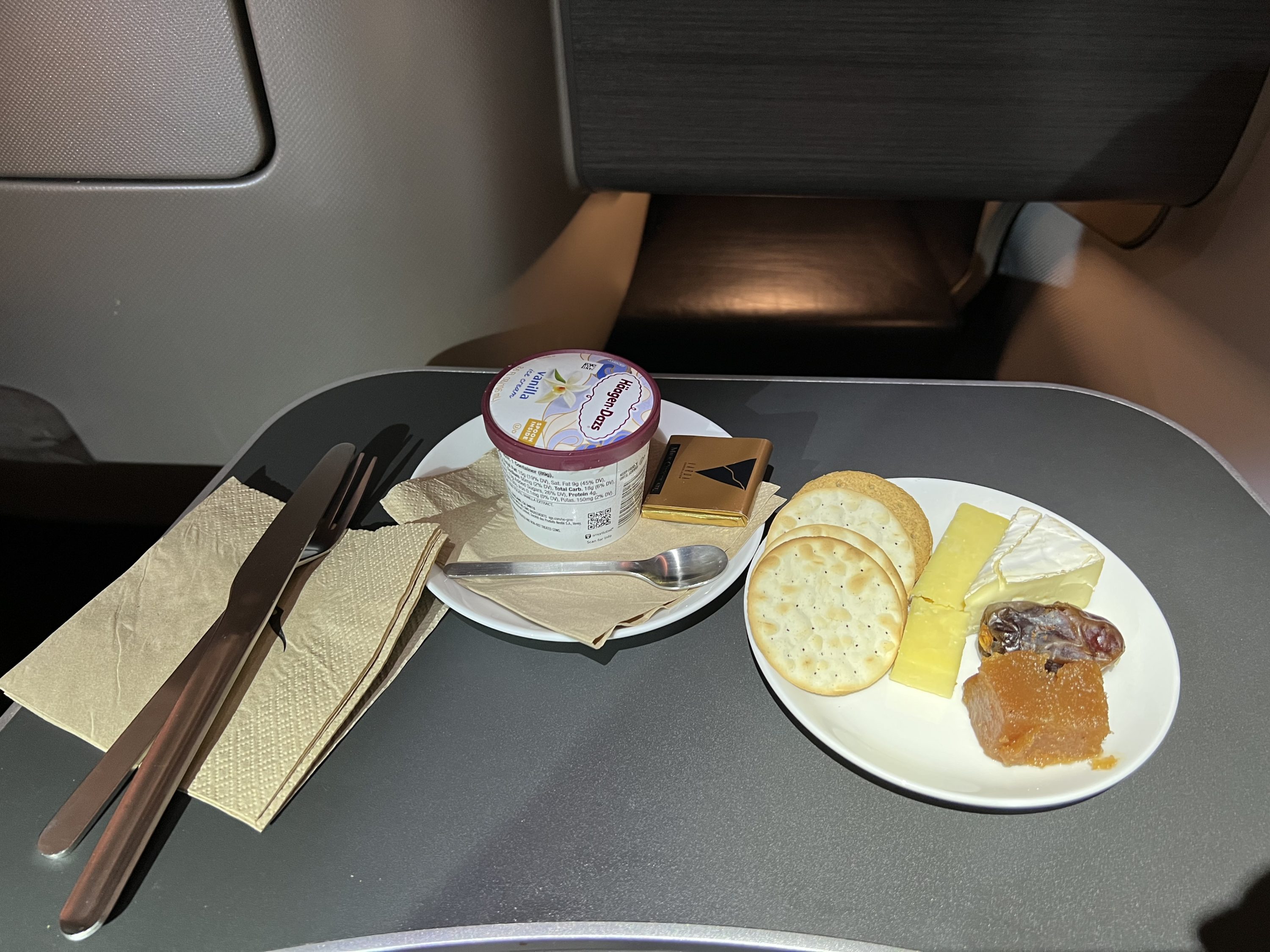 Qantas Business Class Dessert