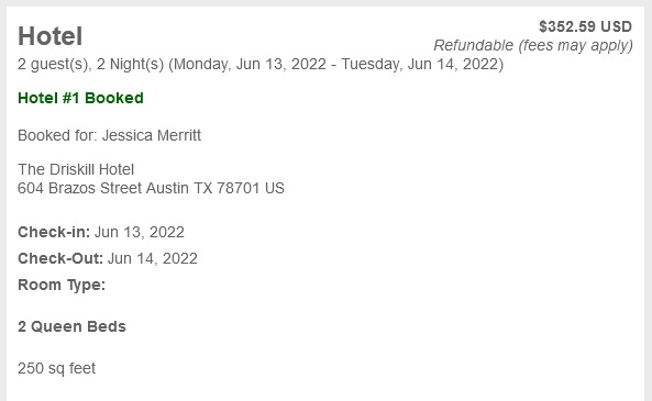 2 Queens Room booked at The Driskill Hotel Austin