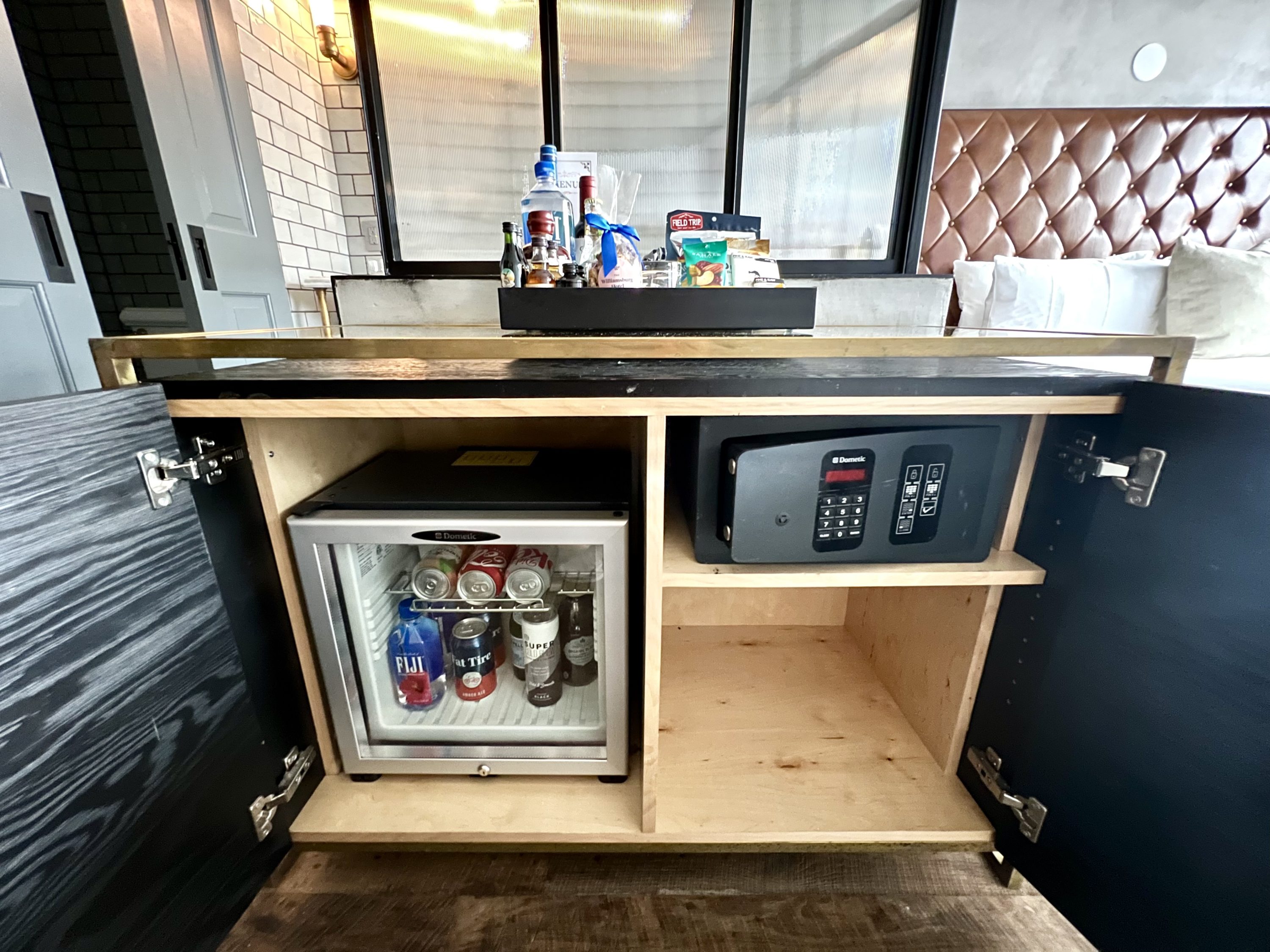The Williamsburg Hotel bedroom mini bar area