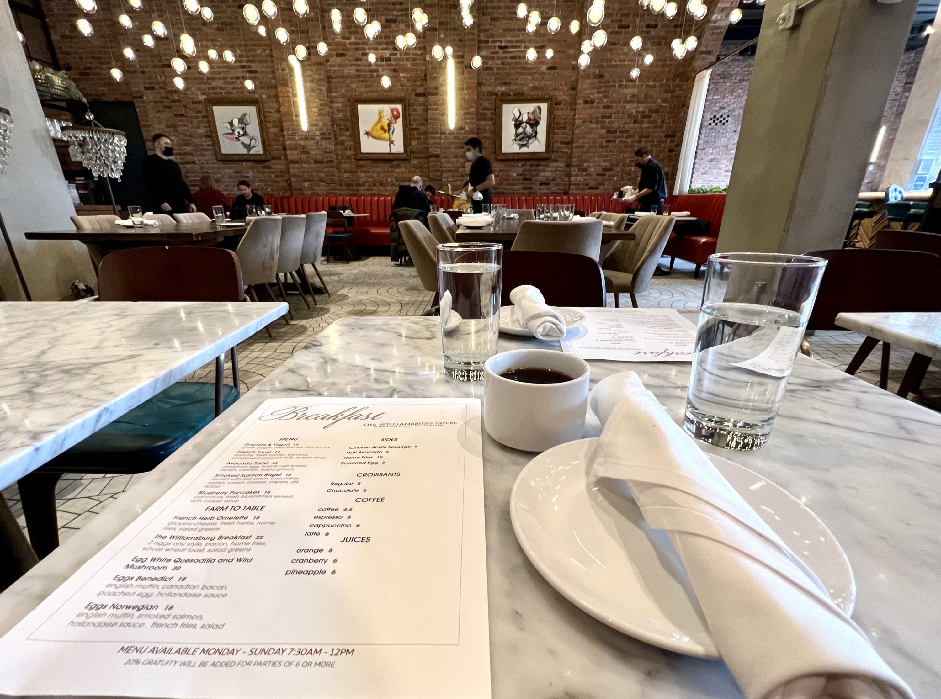 The Williamsburg Hotel breakfast table setting
