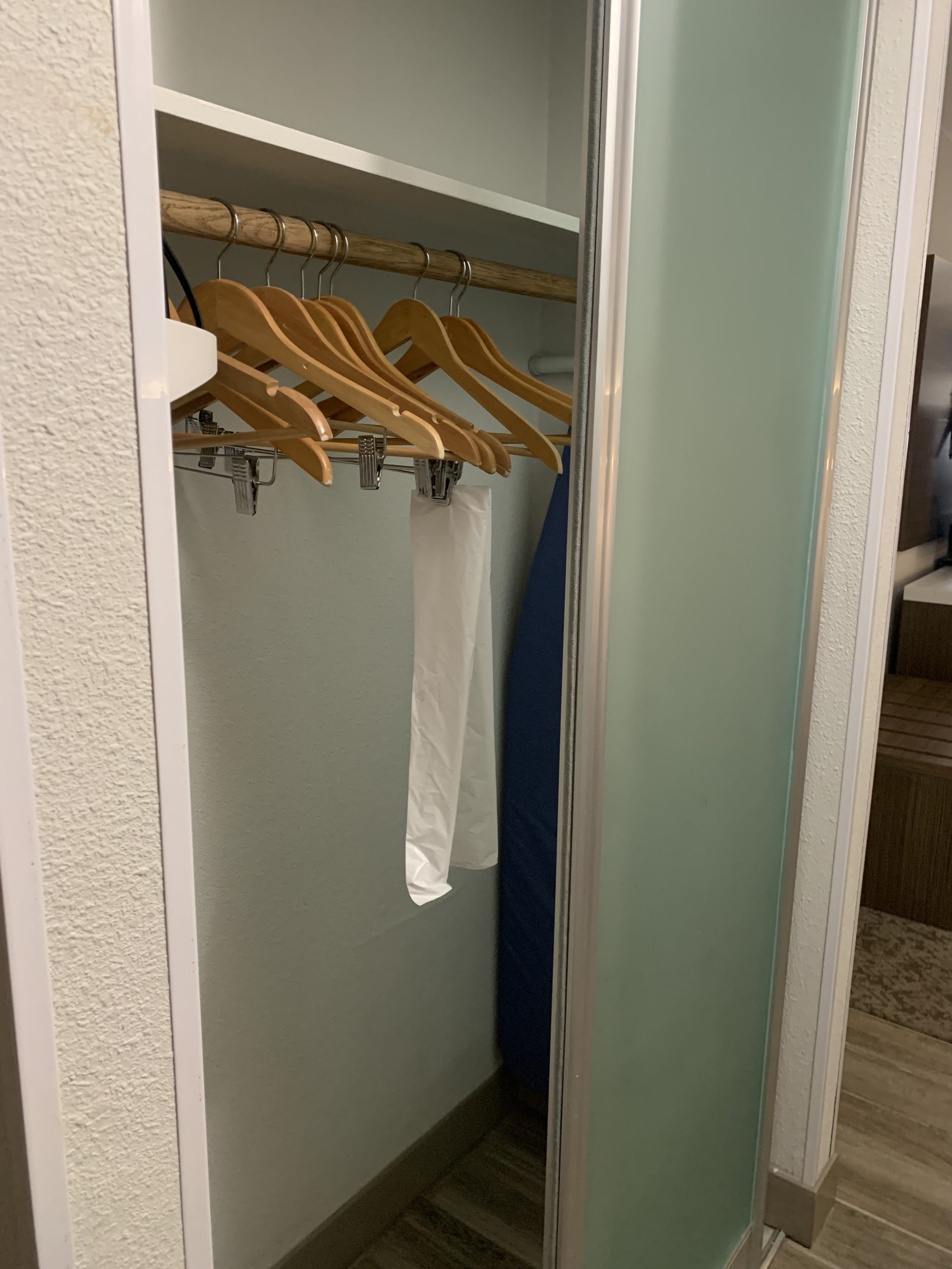 Guestroom closet at the DoubleTree by Hilton Corpus Christi Beachfront