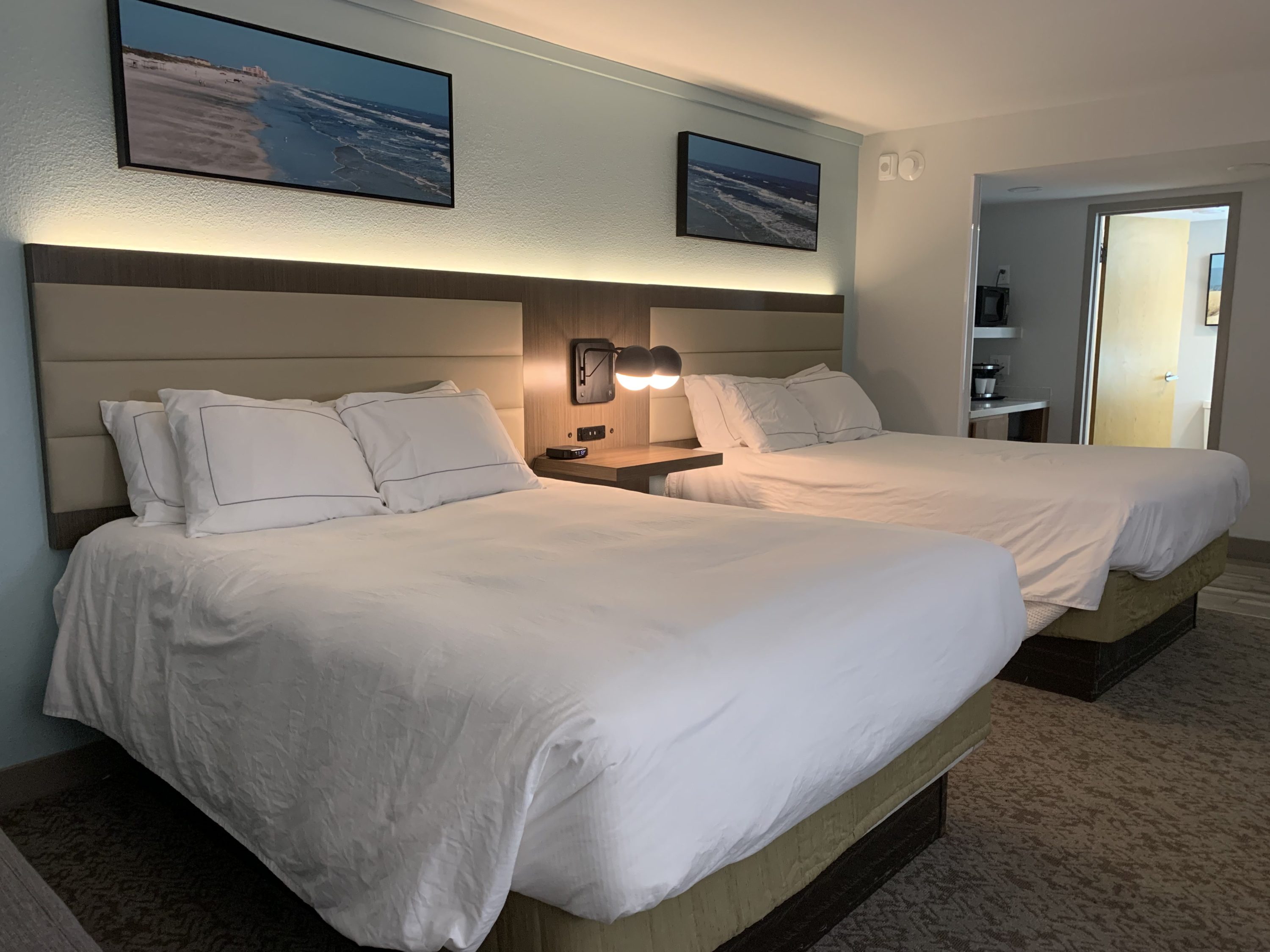 A pair of Queen beds at the DoubleTree by Hilton Corpus Christi Beachfront