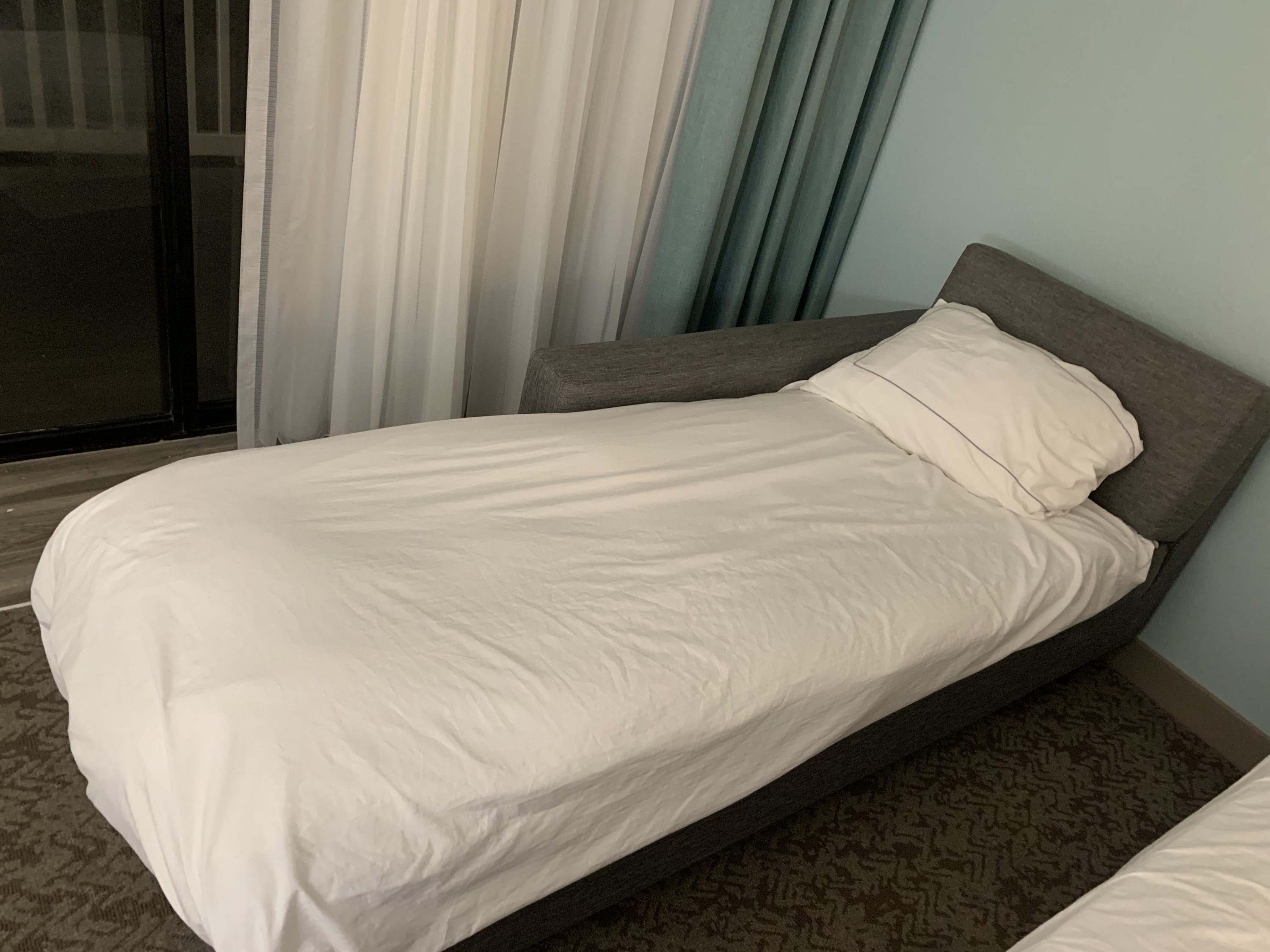 Lounger made up as a bed at the DoubleTree by Hilton Corpus Christi Beachfront