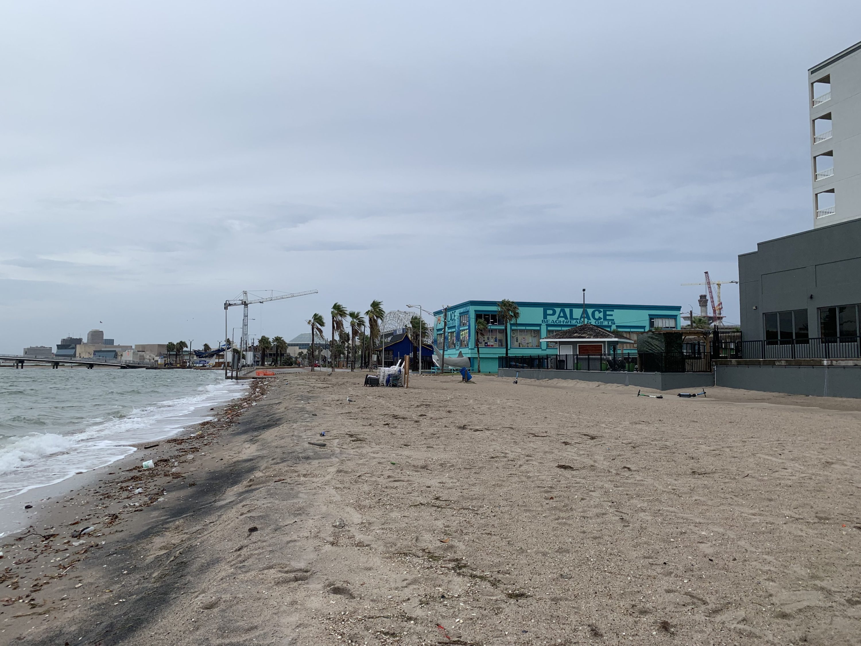 Trash along the beach at the DoubleTree by Hilton Corpus Christi Beachfront