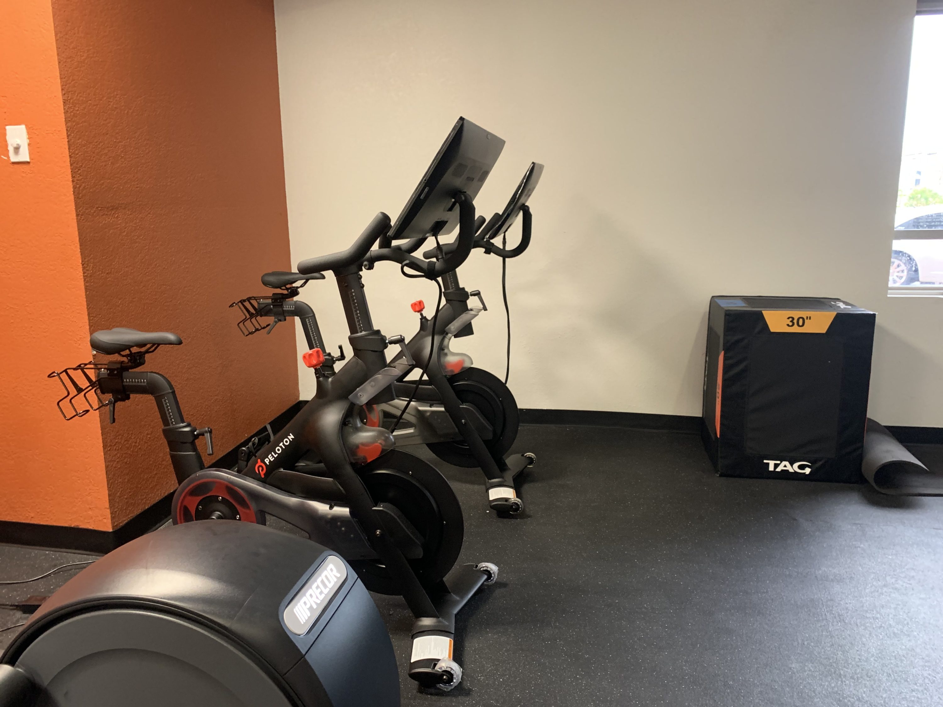Peloton bikes at the DoubleTree by Hilton Corpus Christi Beachfront